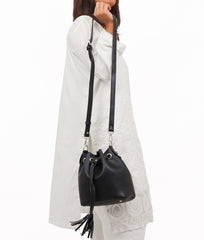 Black bucket bag