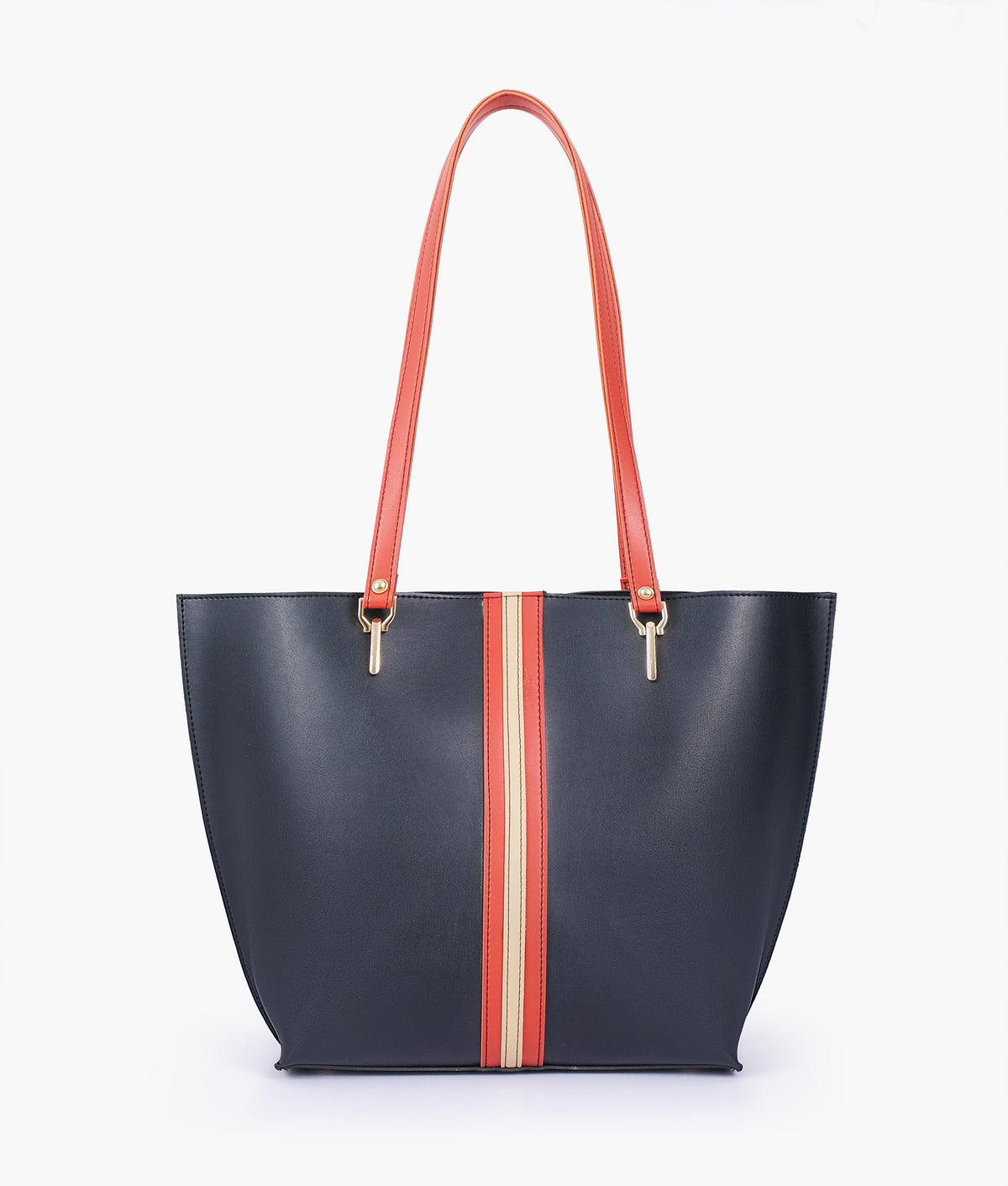 Black centre-stripe tote bag