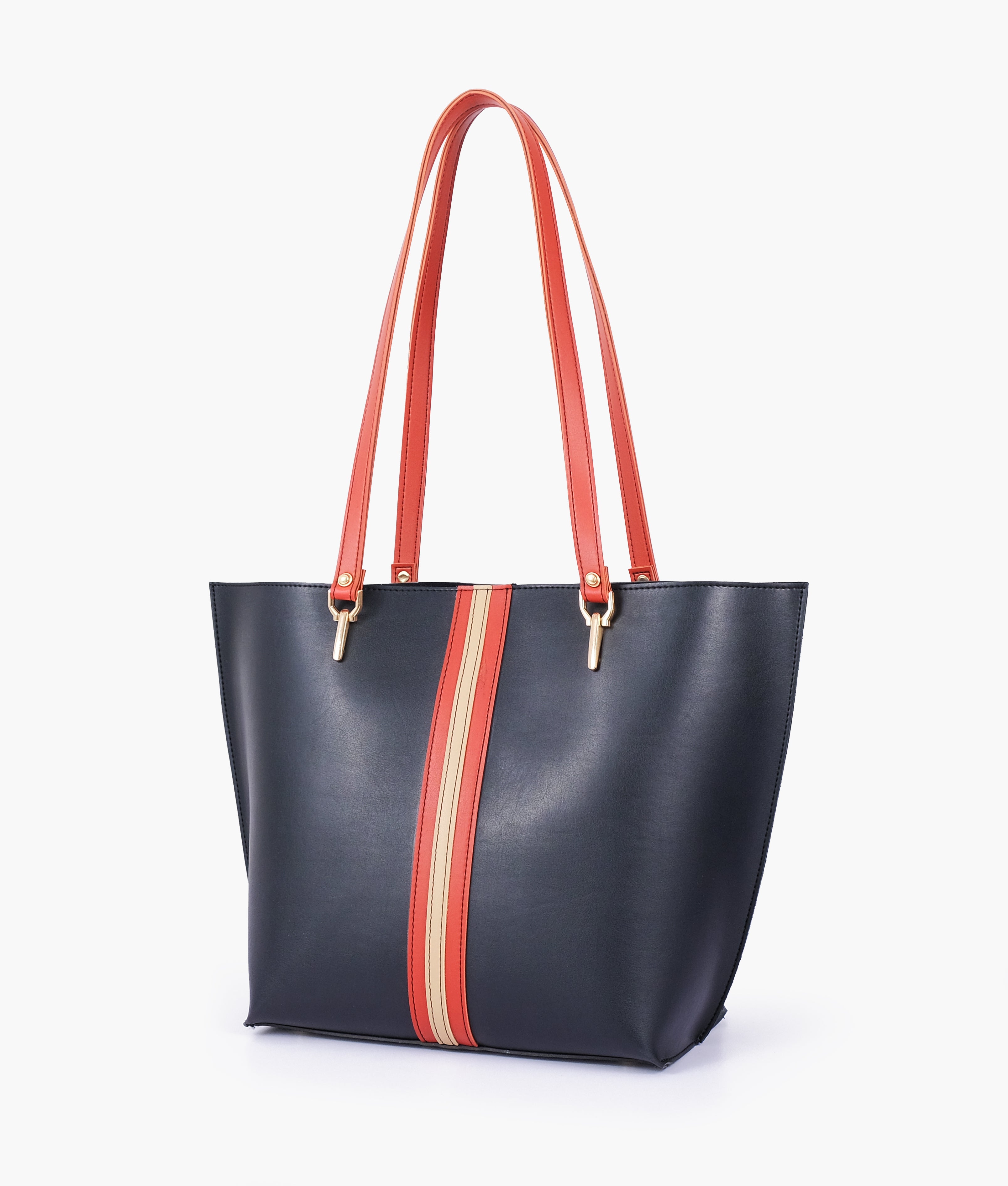 Black centre-stripe tote bag