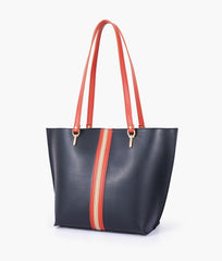 Black centre-stripe tote bag