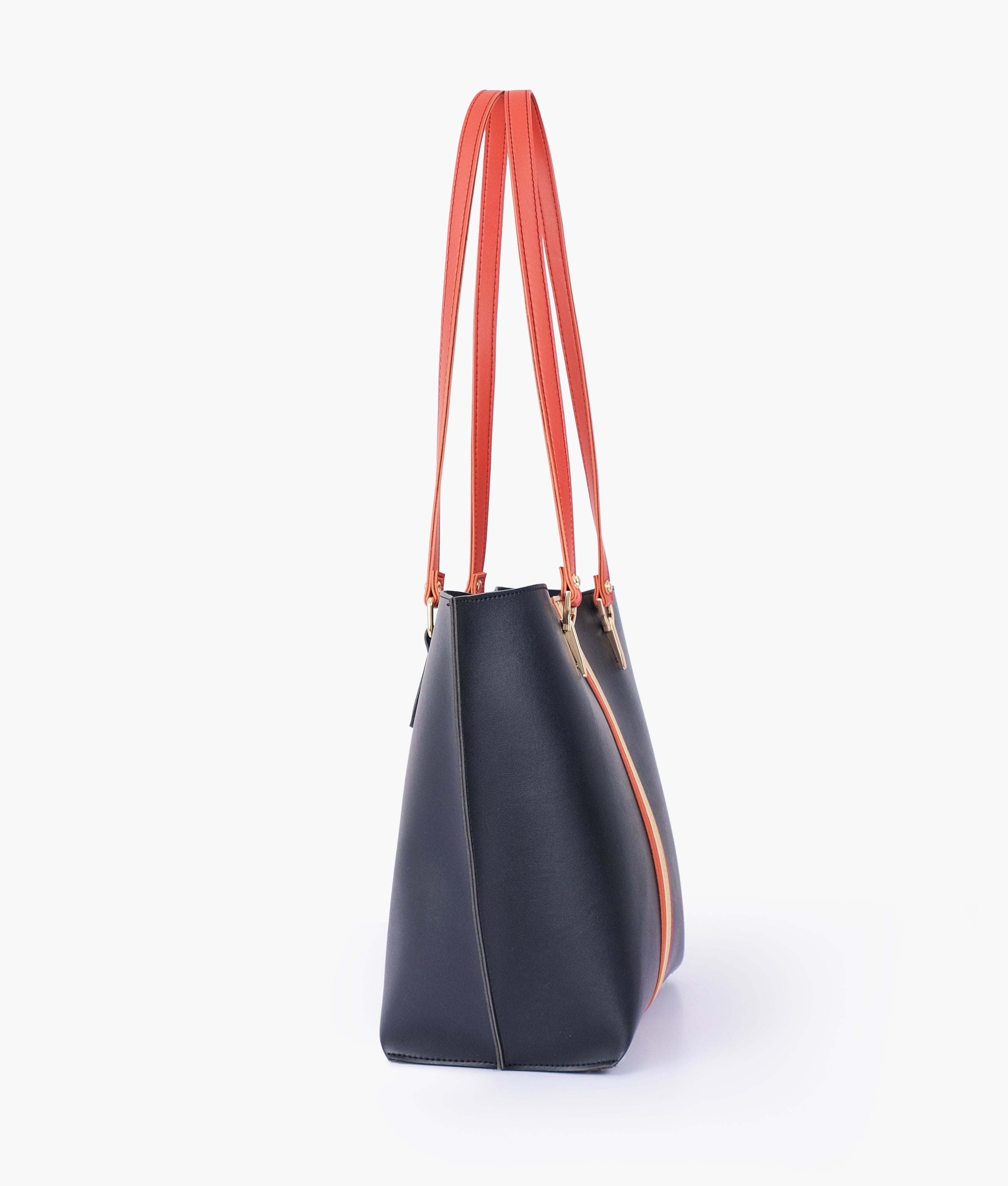 Black centre-stripe tote bag