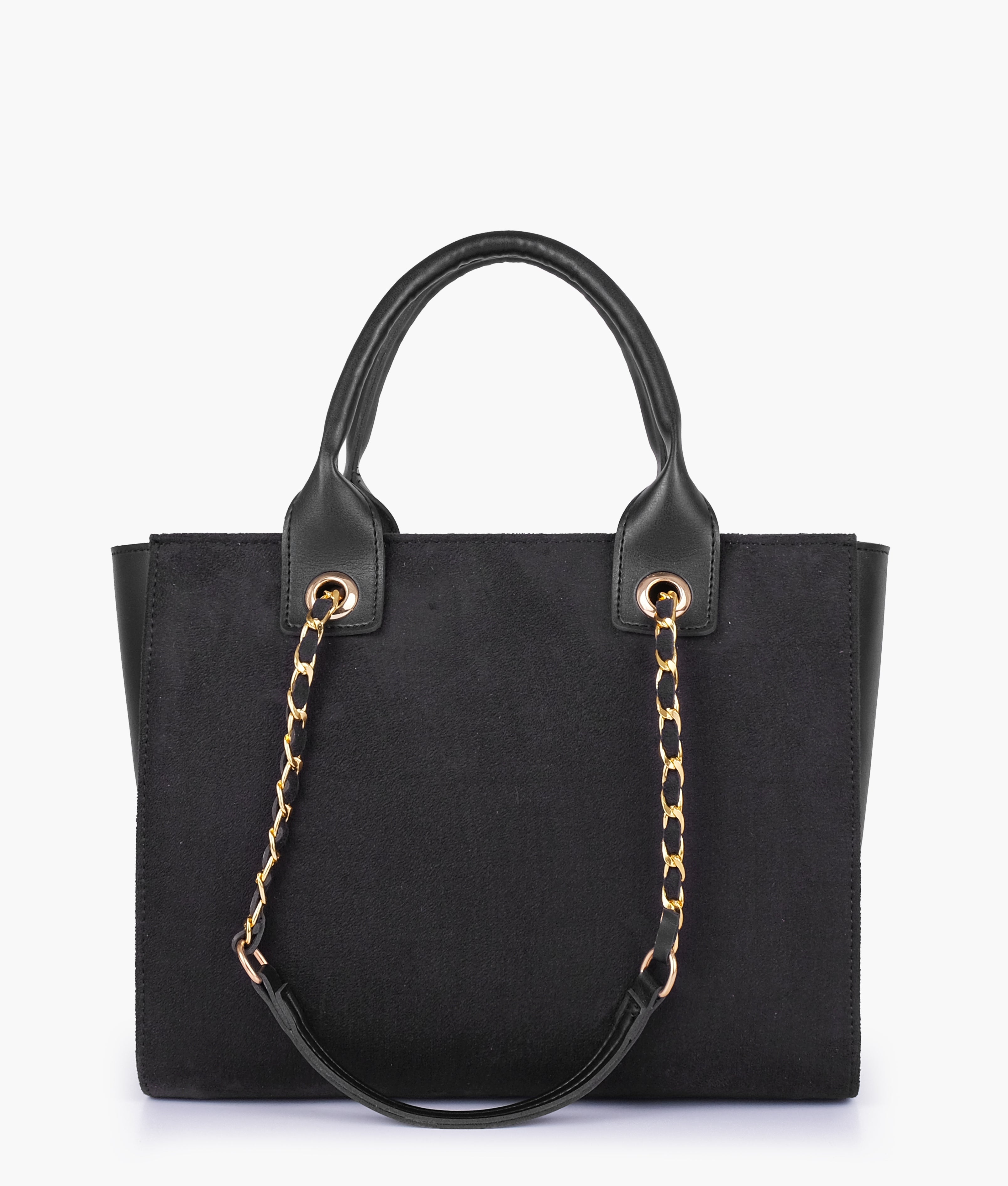 Black chain handle tote