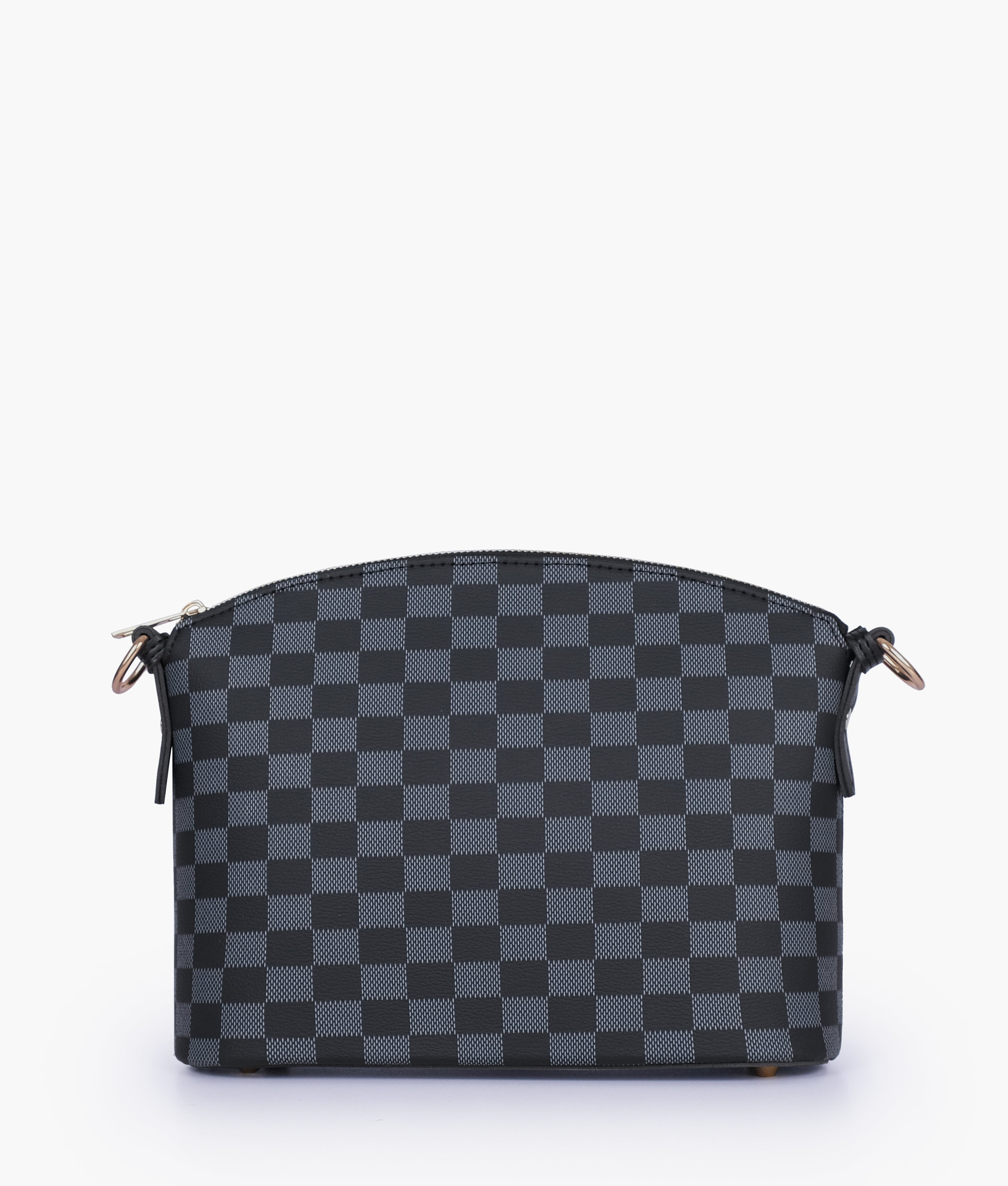 Black checkered dome cross-body bag