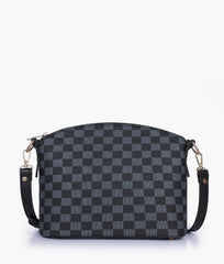 Black checkered dome cross-body bag