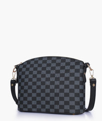 Black checkered dome cross-body bag