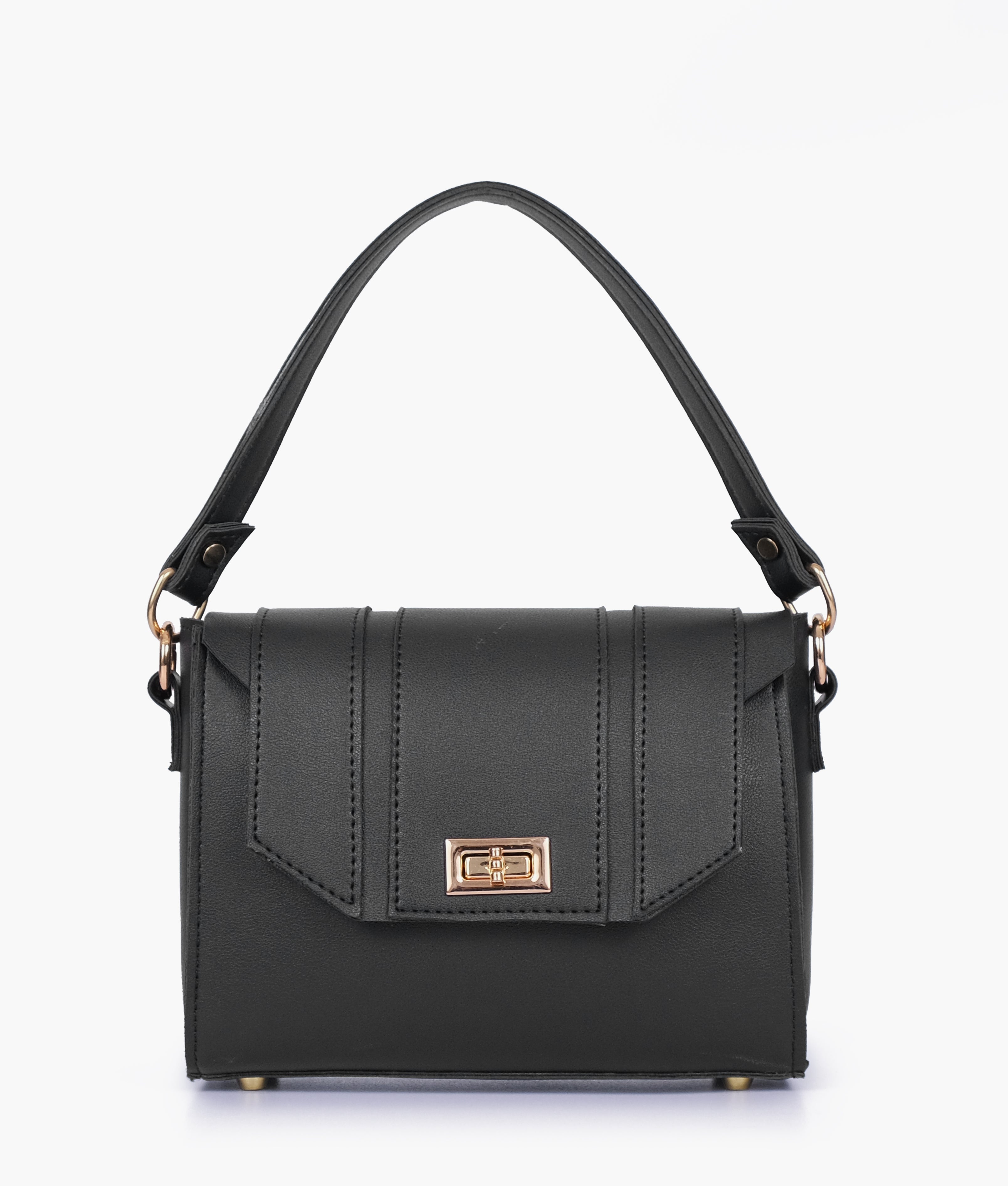 Black compact top-handle cross-body bag