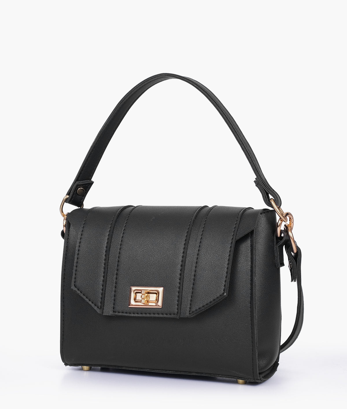 Black compact top-handle cross-body bag