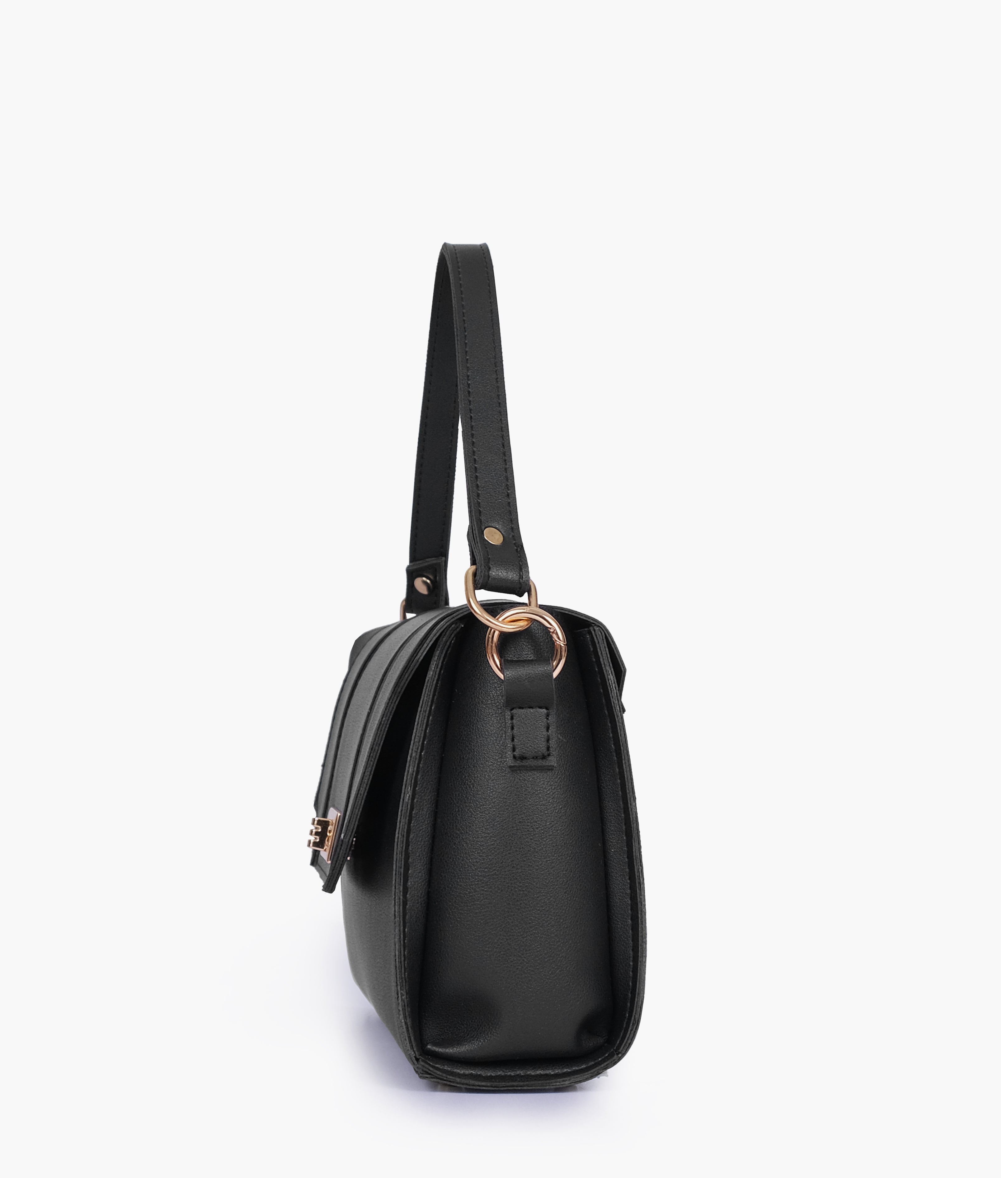 Black compact top-handle cross-body bag