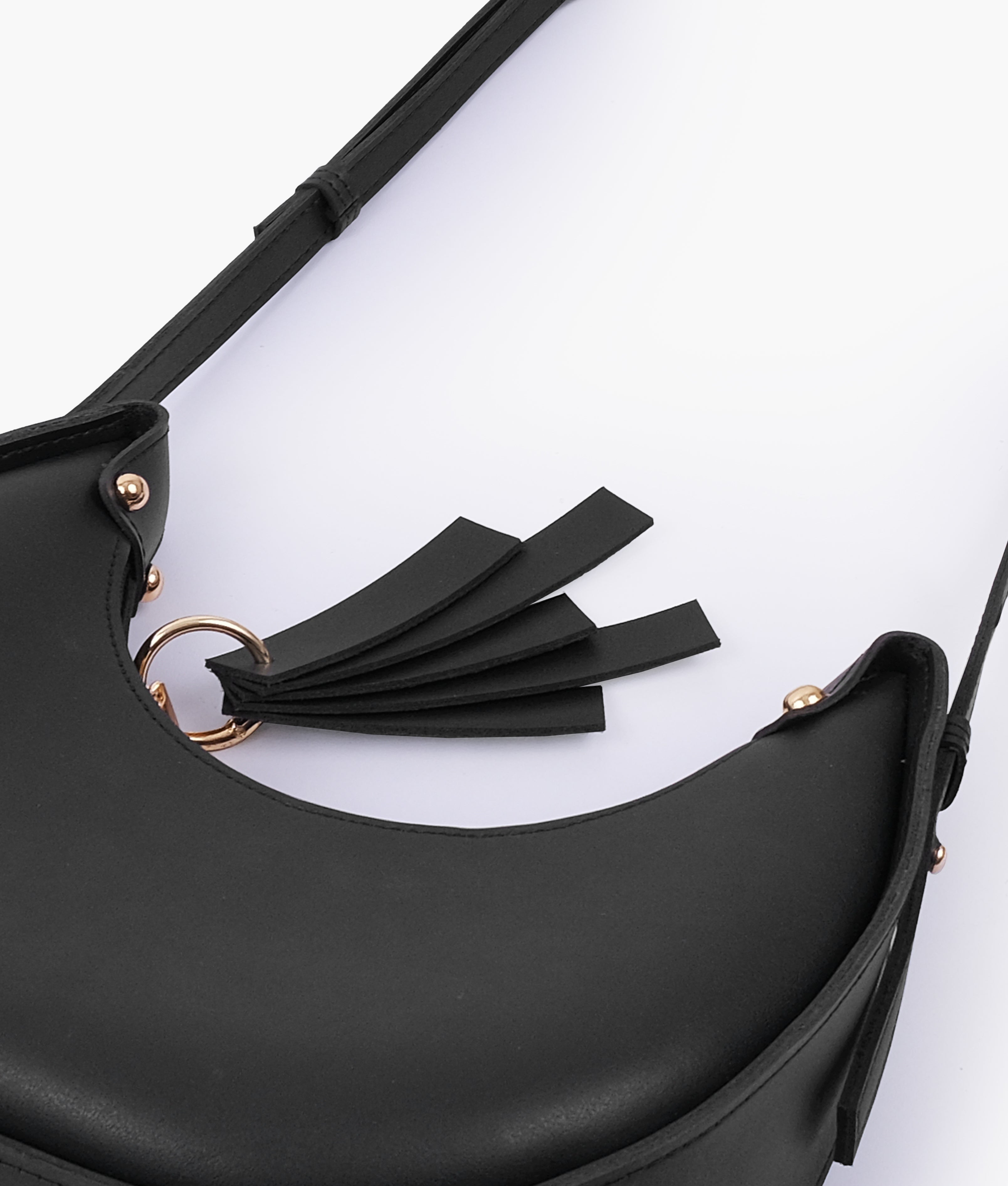 Black crescent hobo bag