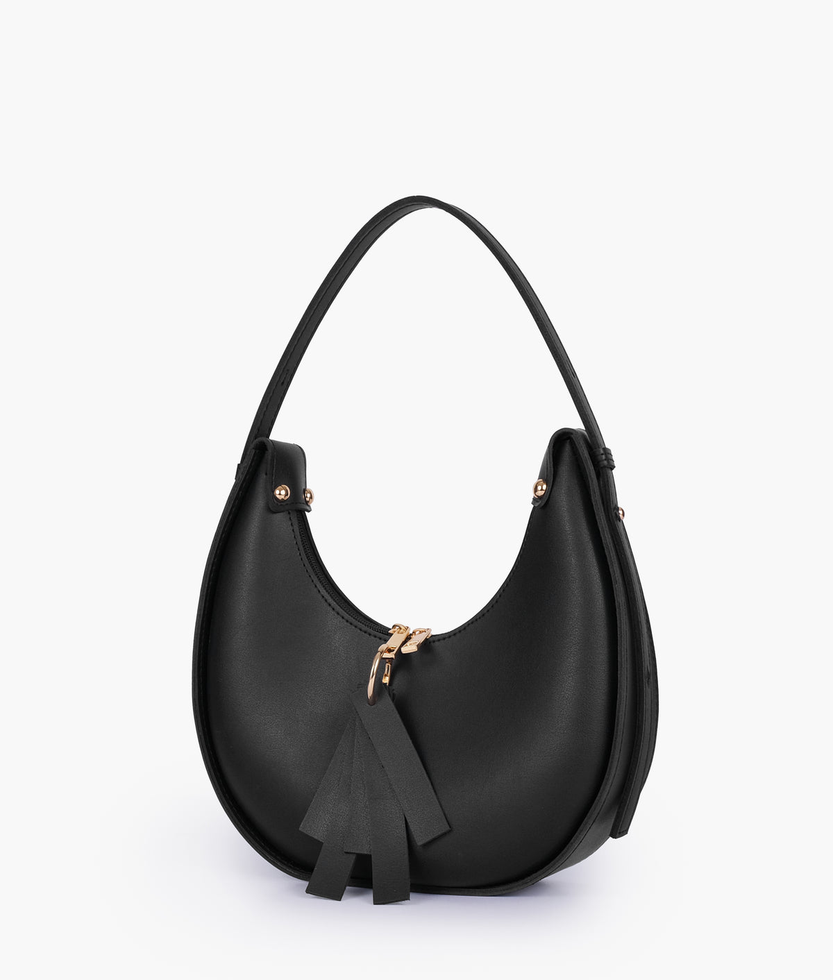 Black crescent hobo bag