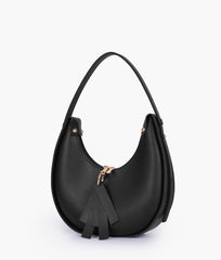 Black crescent hobo bag