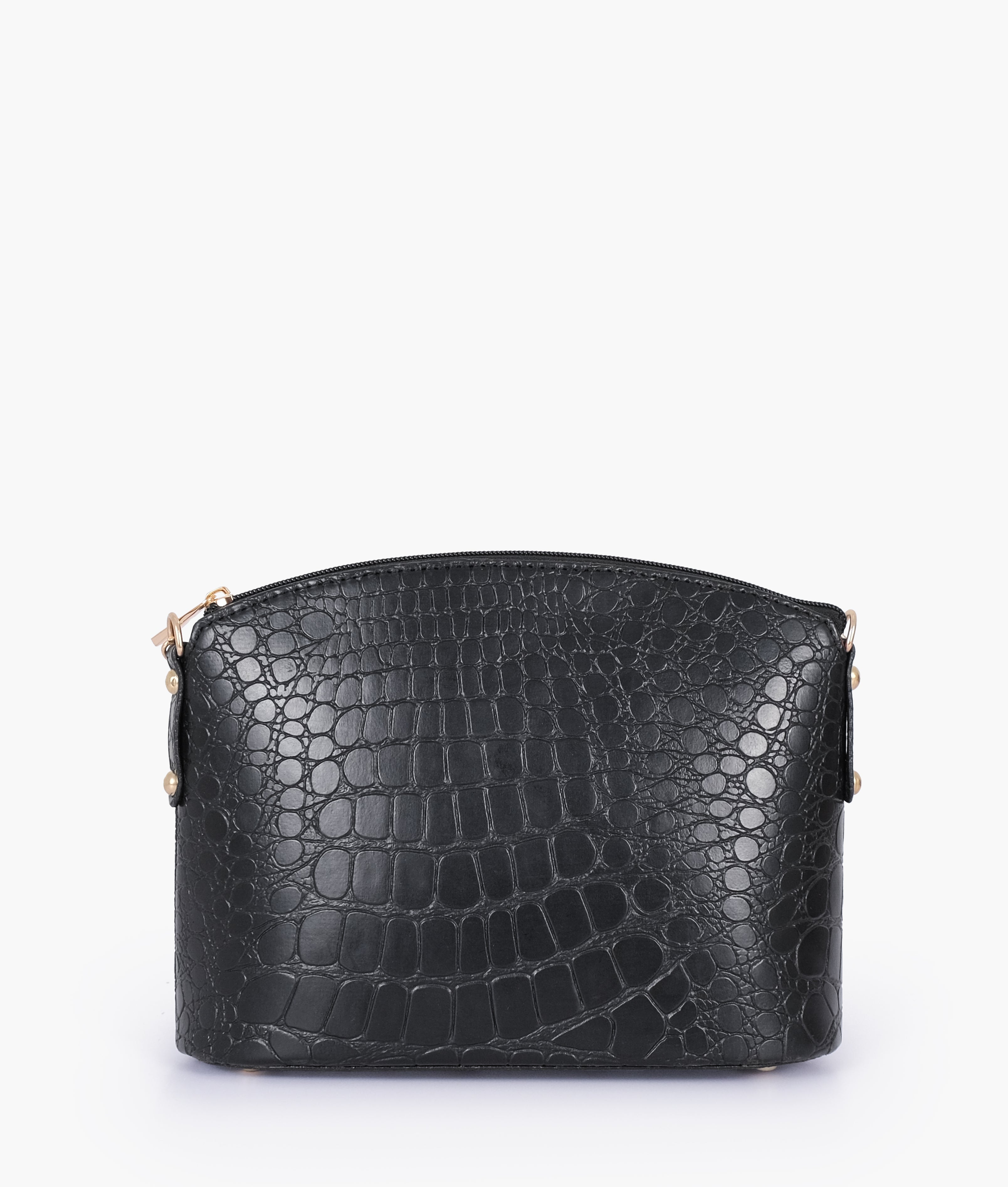Black crocodile with chain strap cross-body bag