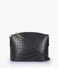 Black crocodile with chain strap cross-body bag