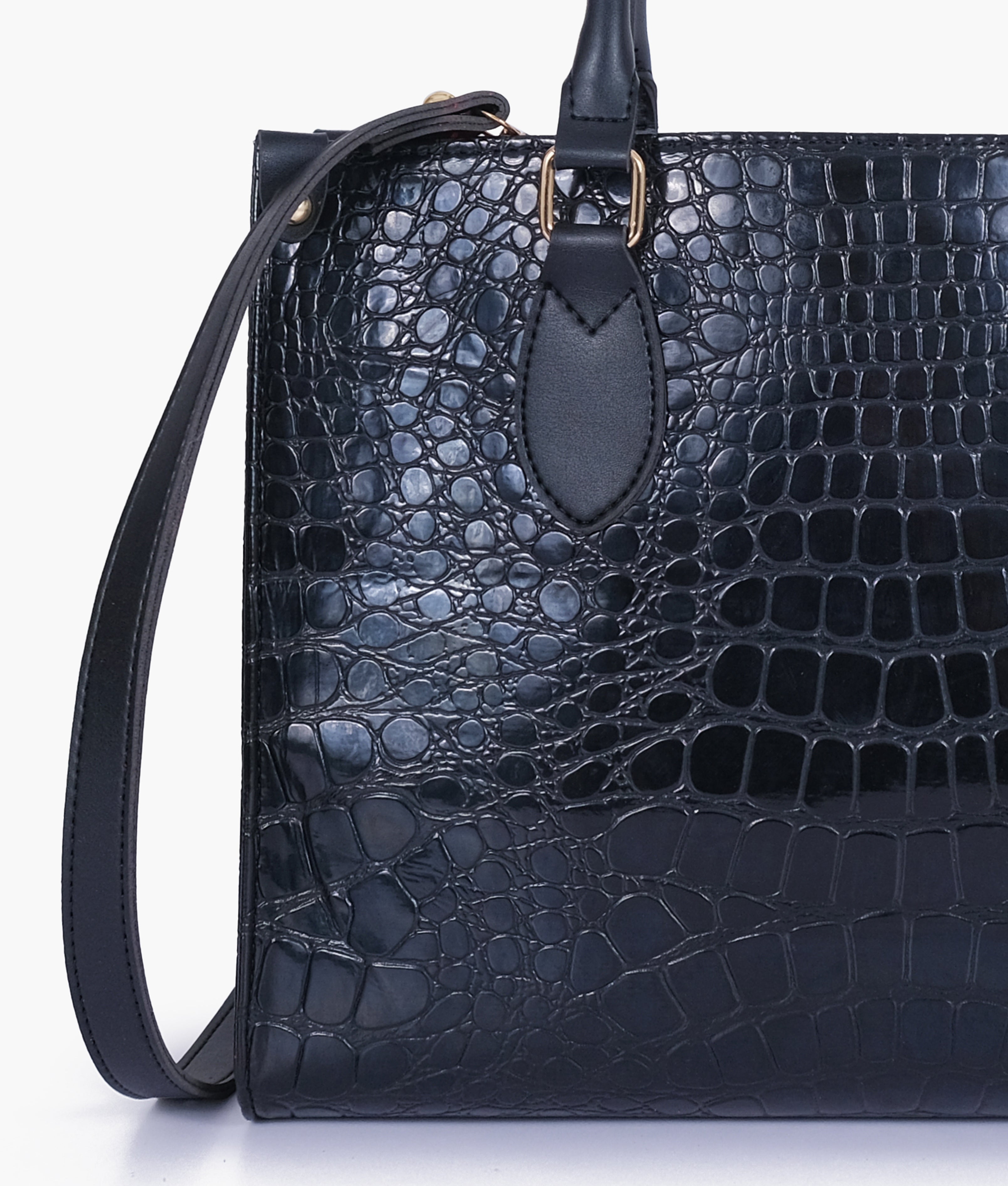 Black on-the-go crocodile handbag