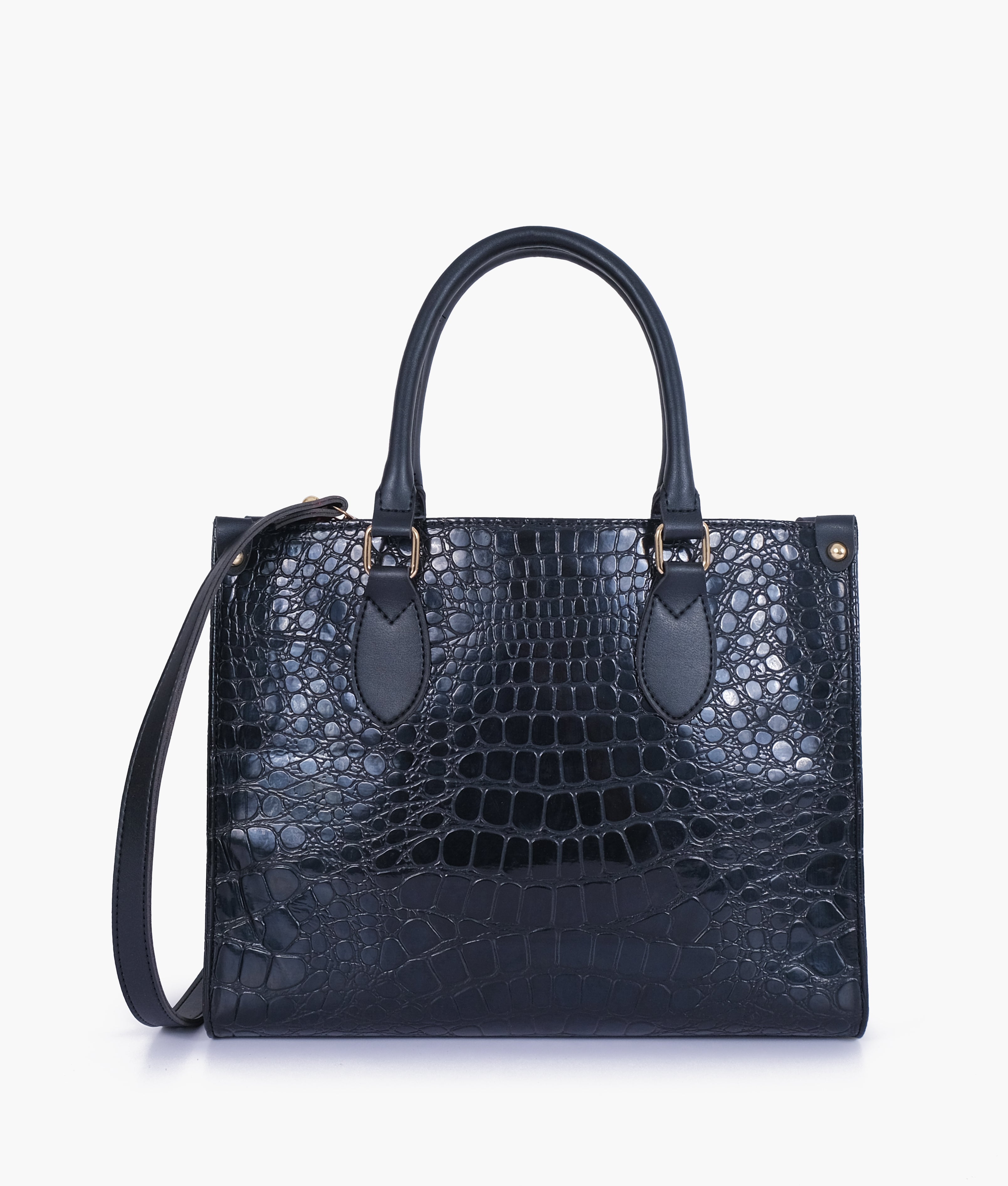 Black on-the-go crocodile handbag