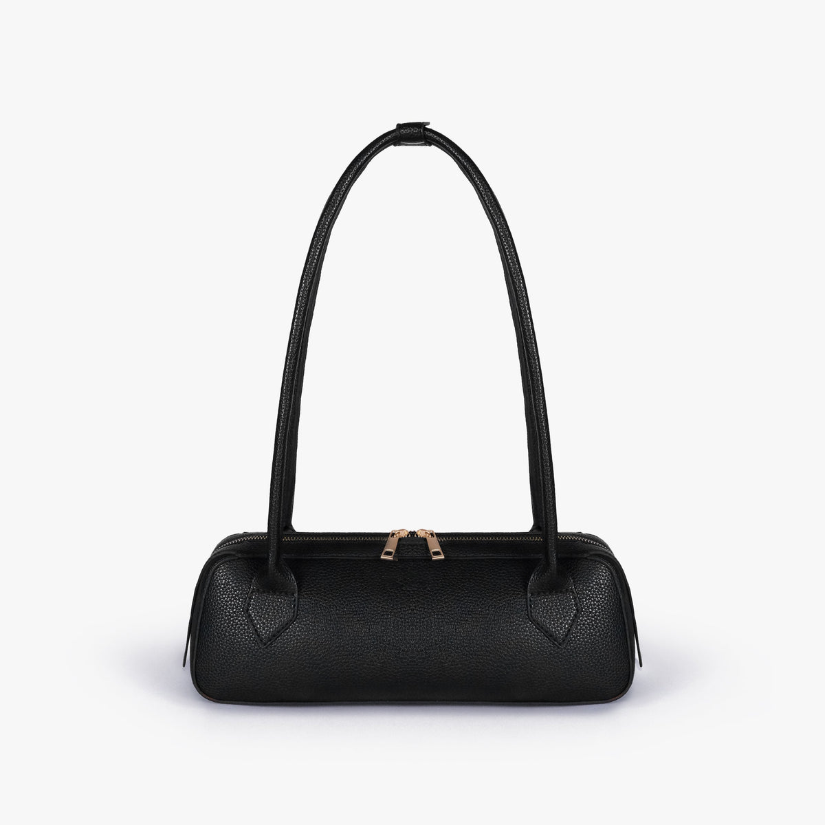 Back view of black east-west baguette bag