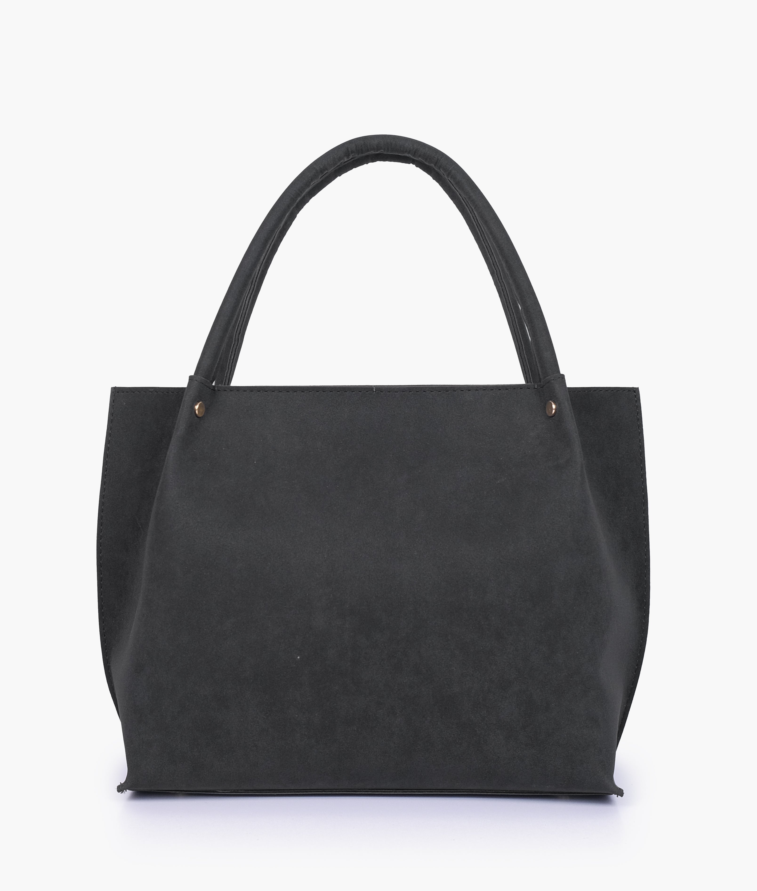 Black mocha suede tote bag