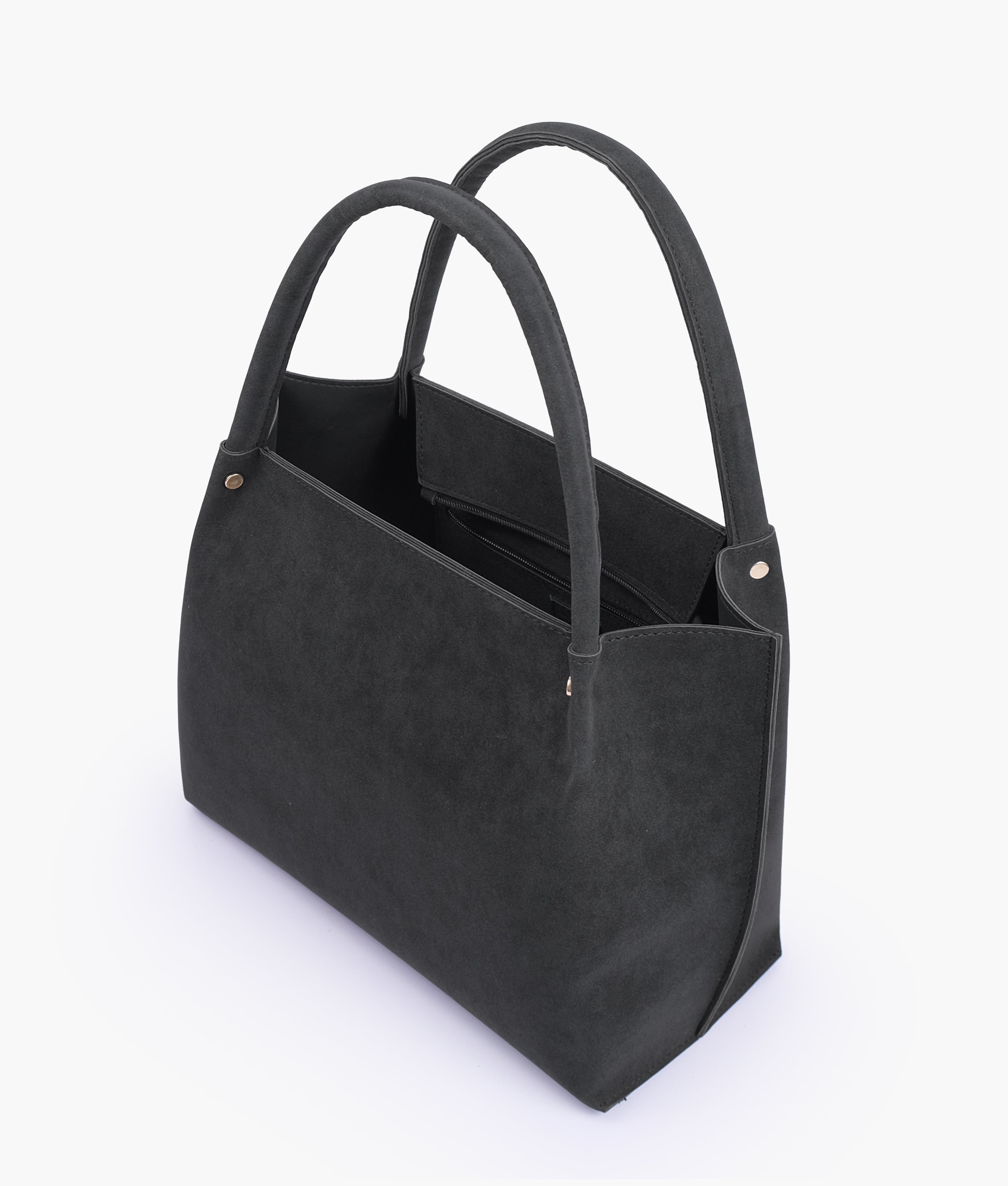 Black mocha suede tote bag