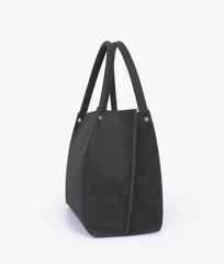 Black mocha suede tote bag