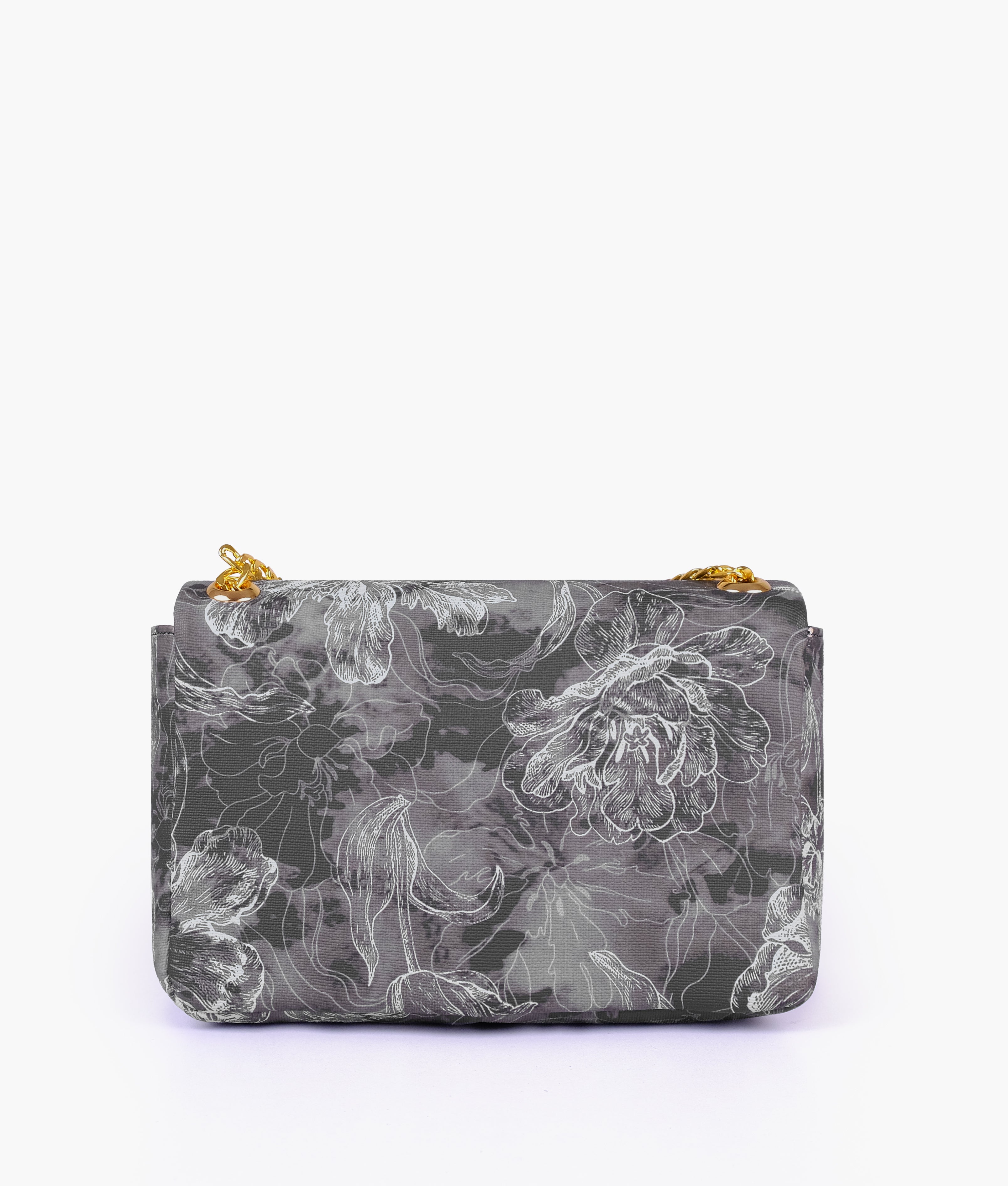 Black printed mini bag with chain