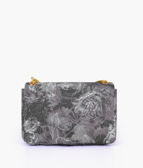 Black printed mini bag with chain