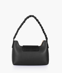 Black purse with braided strap