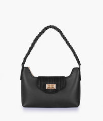 Black purse with braided strap