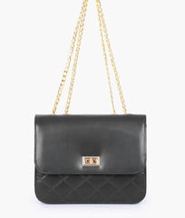 Black quilted chain cross-body bag