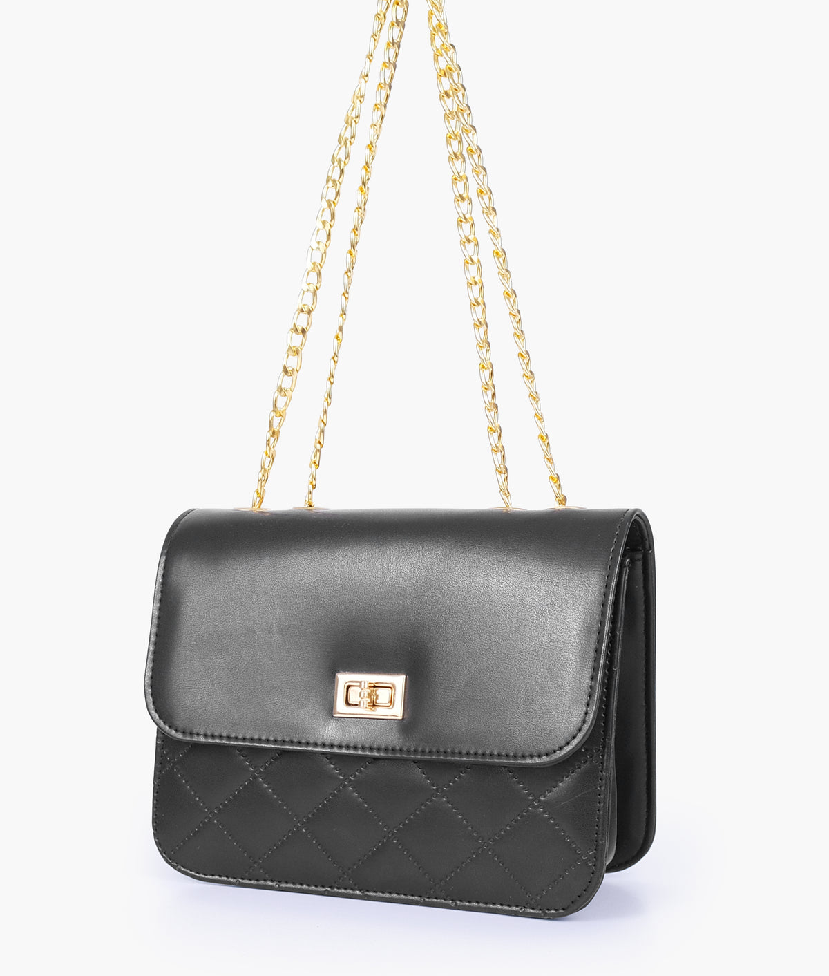 Black quilted chain cross-body bag