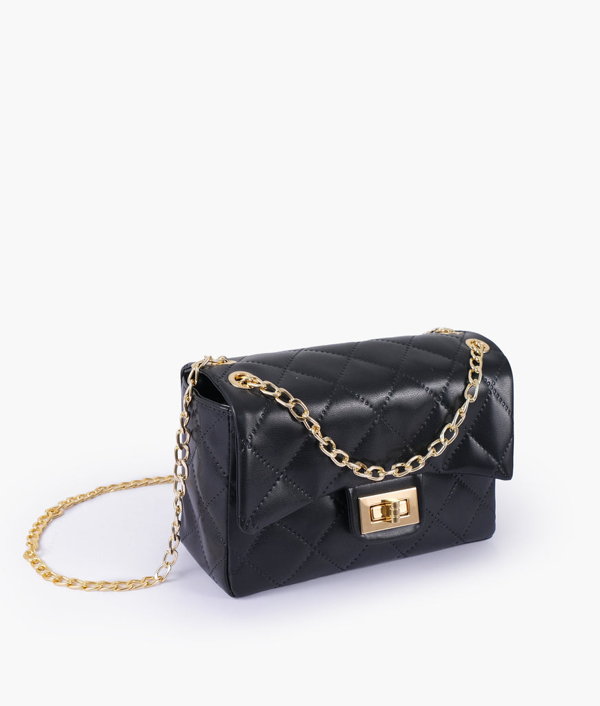 Black quilted mini bag with chain RTW Creation