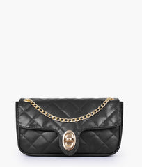 Black quilted small shoulder bag with chain