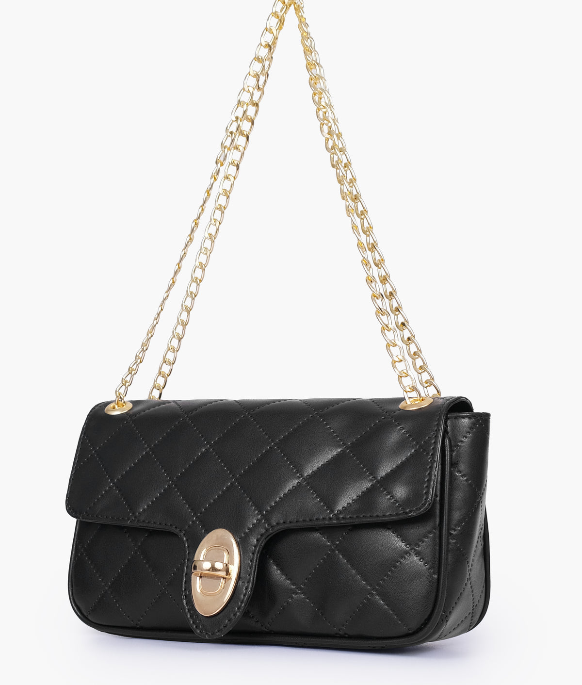 Black quilted small shoulder bag with chain RTW Creation