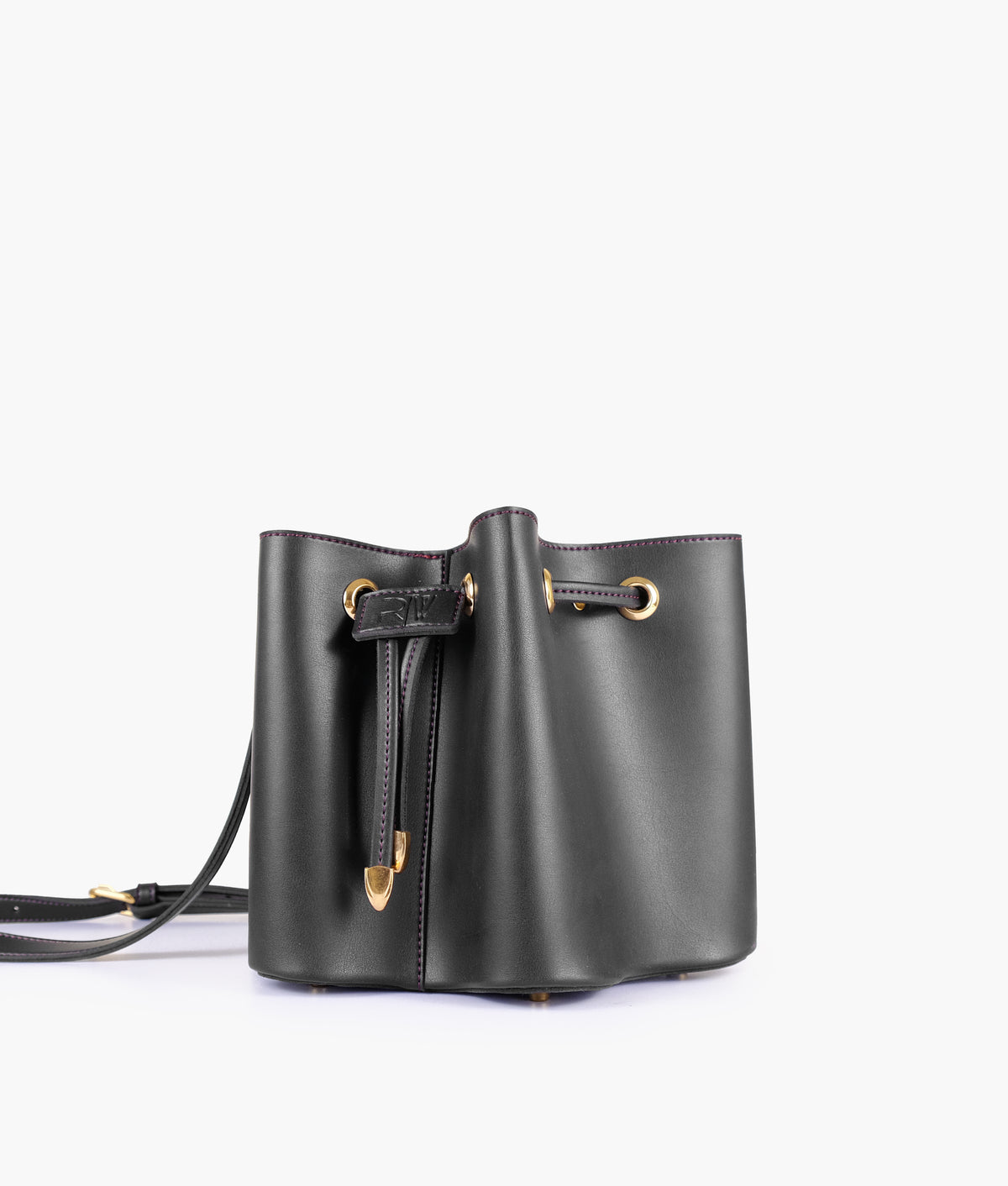 Black star drawstring bucket bag