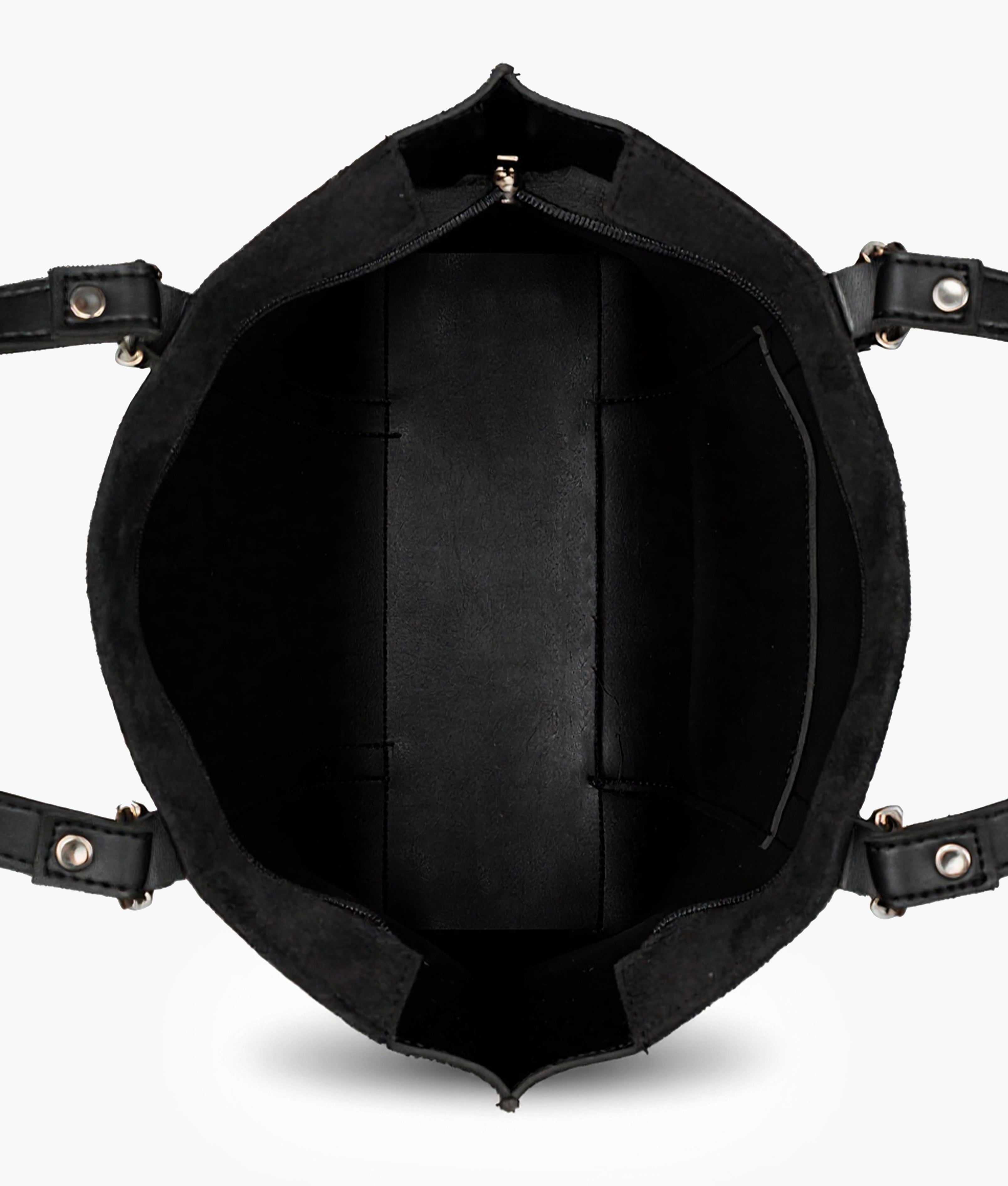Black suede double-handle tote bag