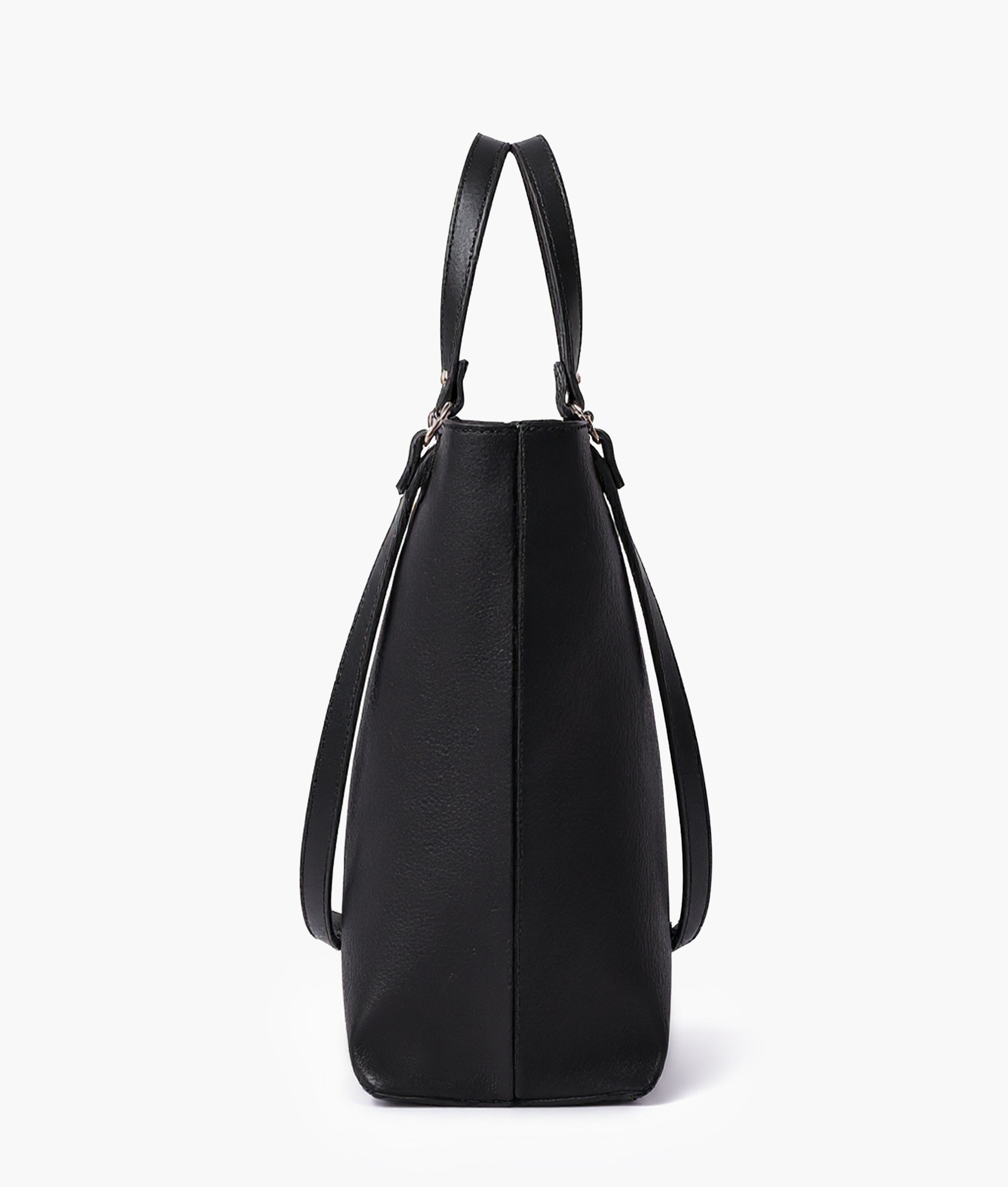 Black suede double-handle tote bag