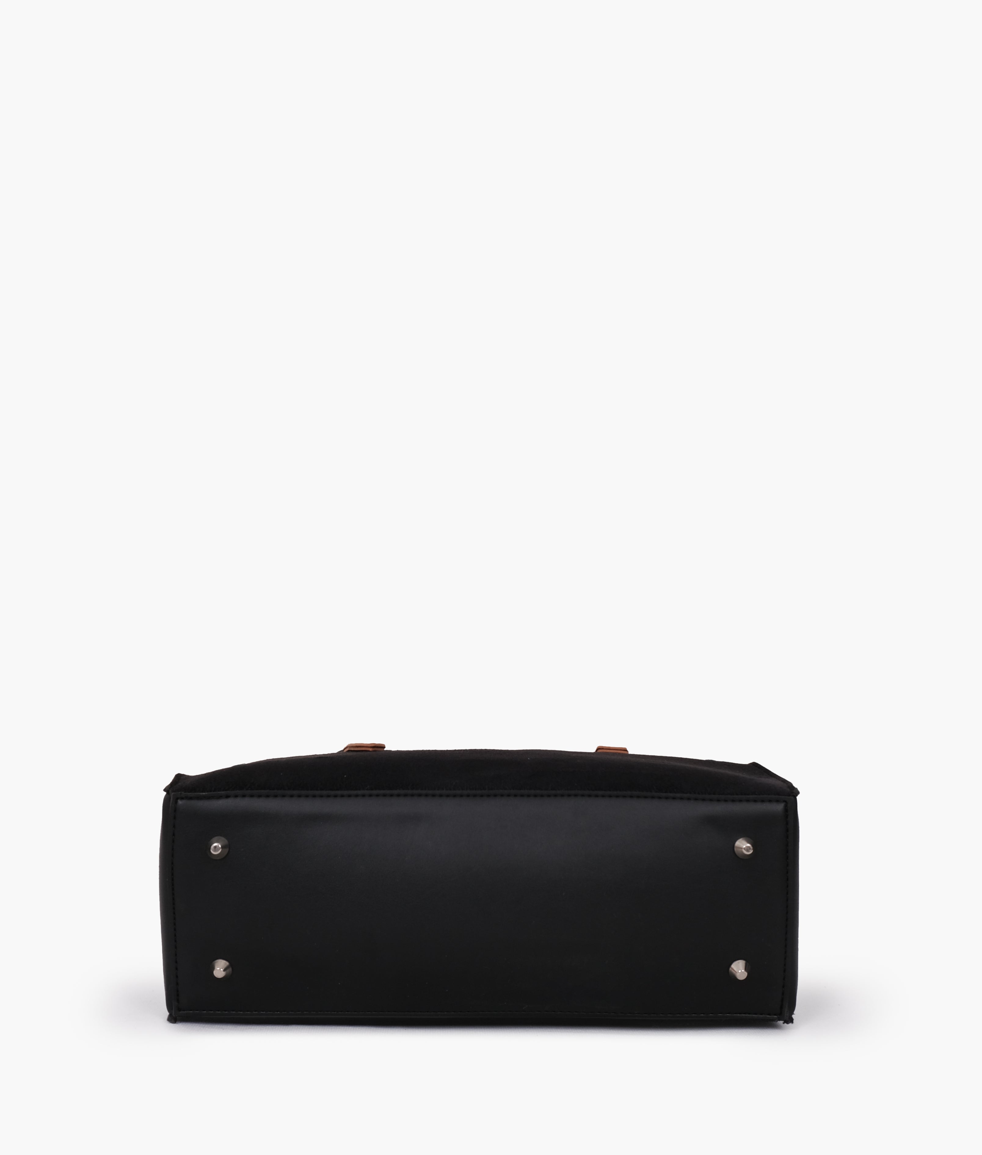 Black suede satchel tote bag
