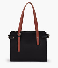 Black suede satchel tote bag