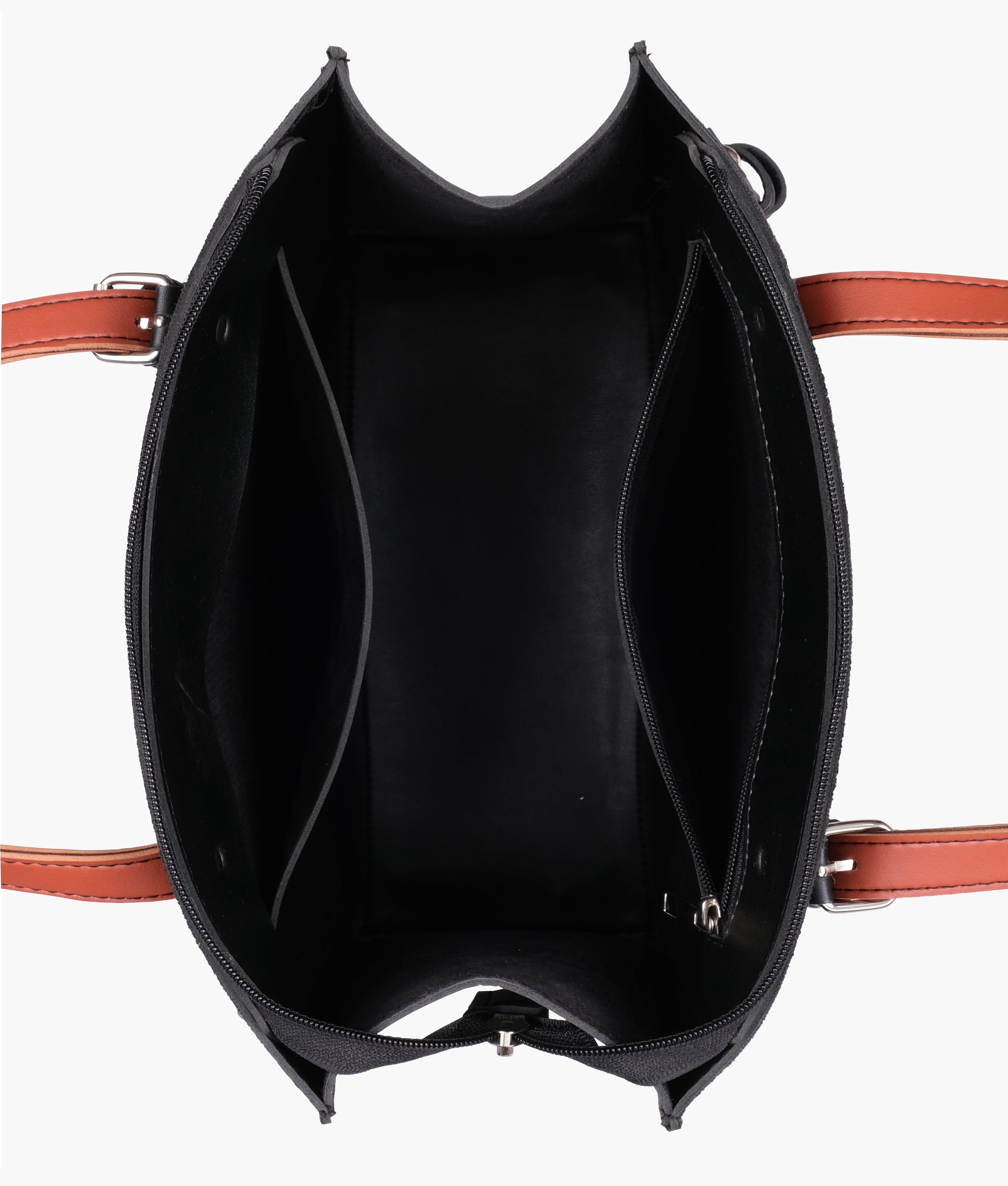 Black suede satchel tote bag