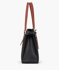 Black suede satchel tote bag