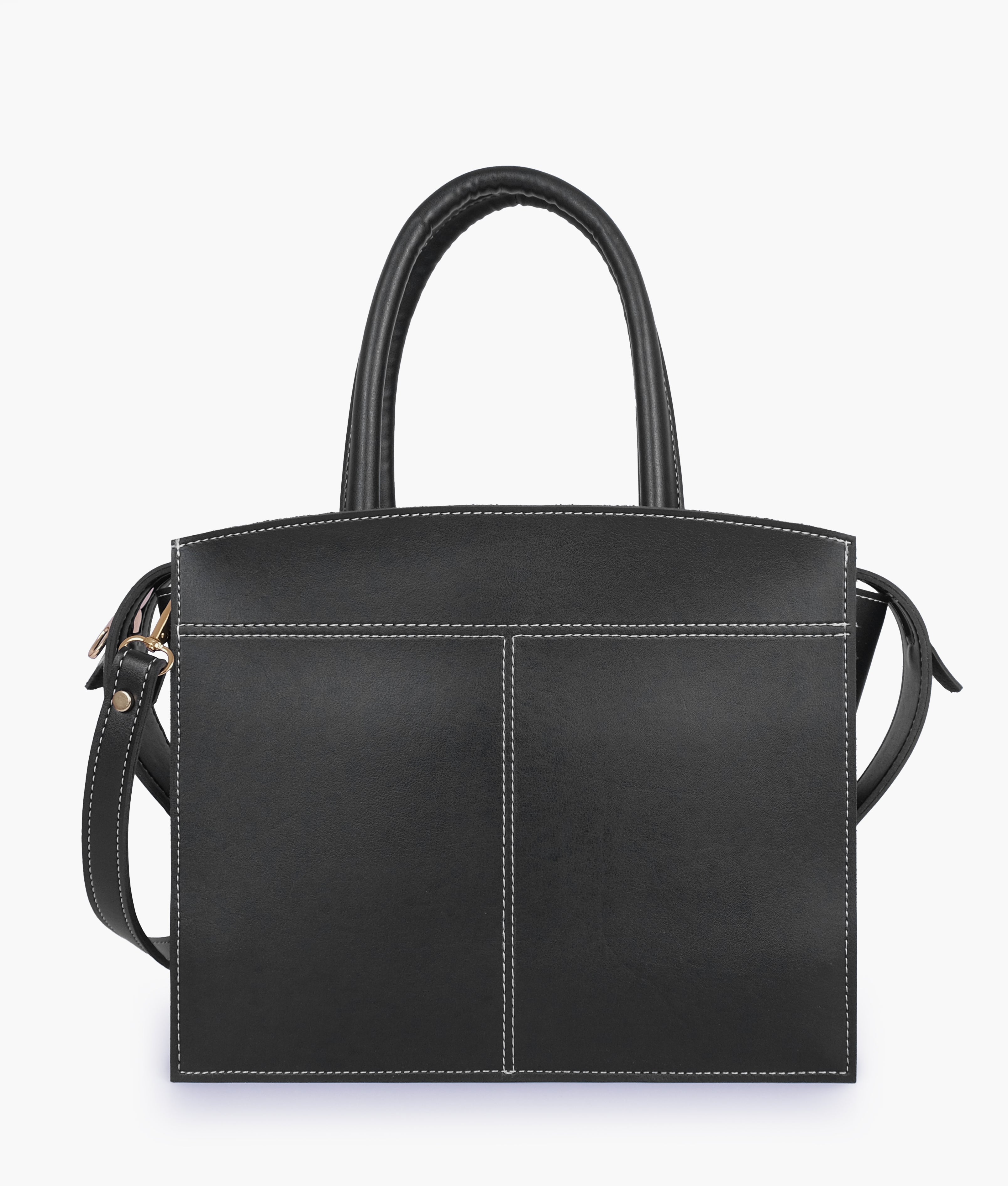 Black trapeze top-handle bag – RTW Creation