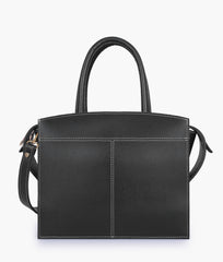 Black trapeze top-handle bag