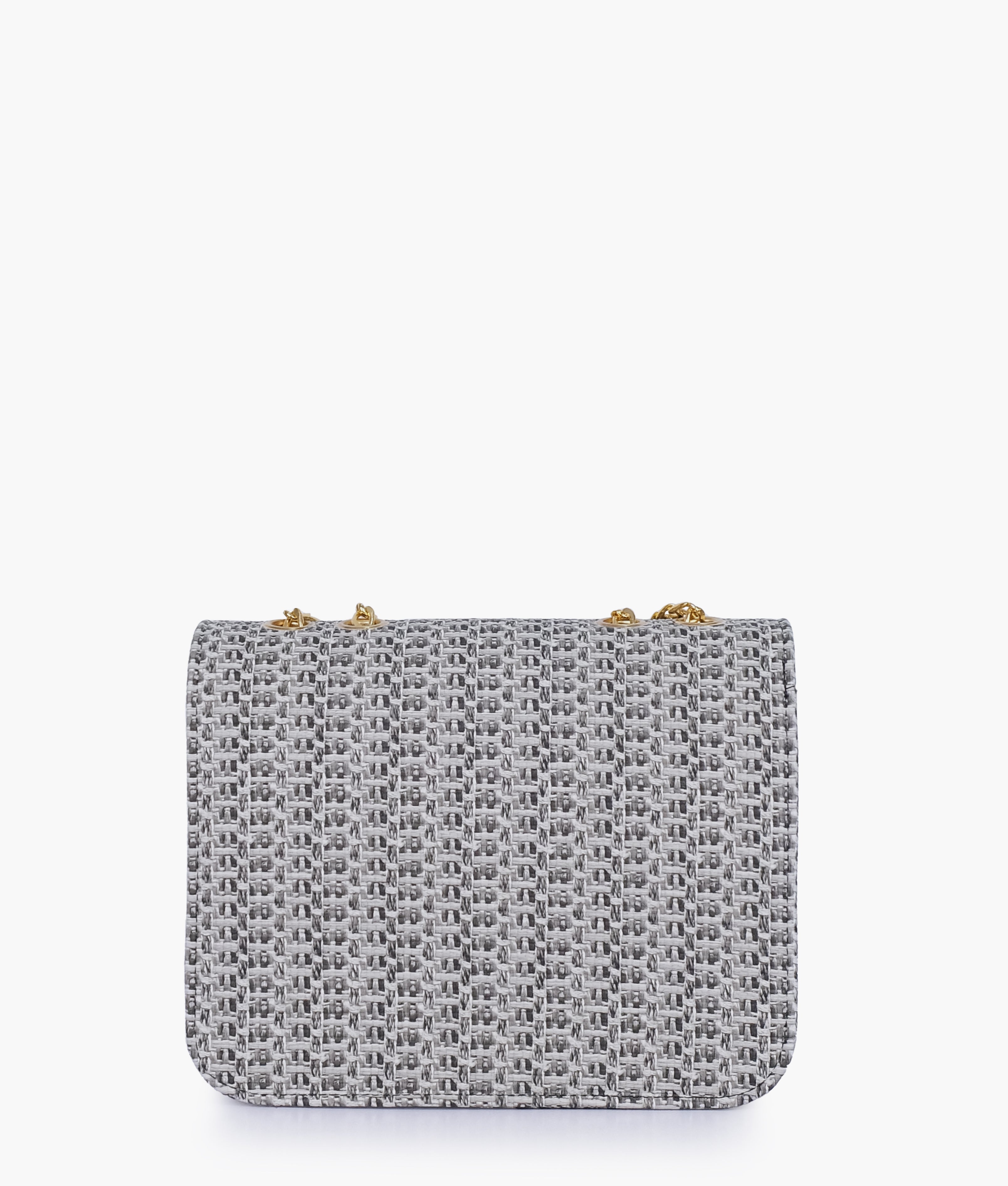 Black woven chain cross-body bag