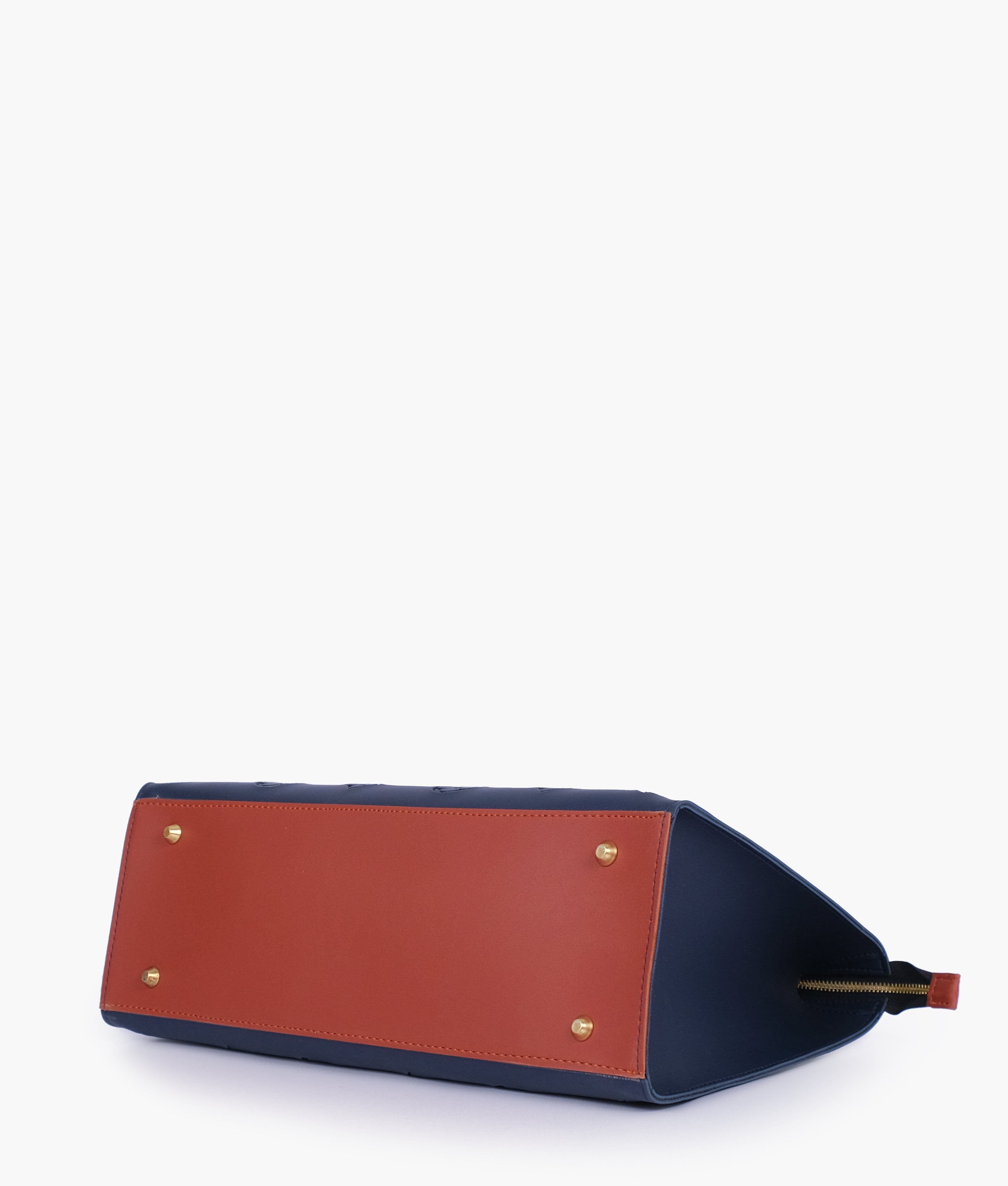 Blue and rust on-the-go handbag