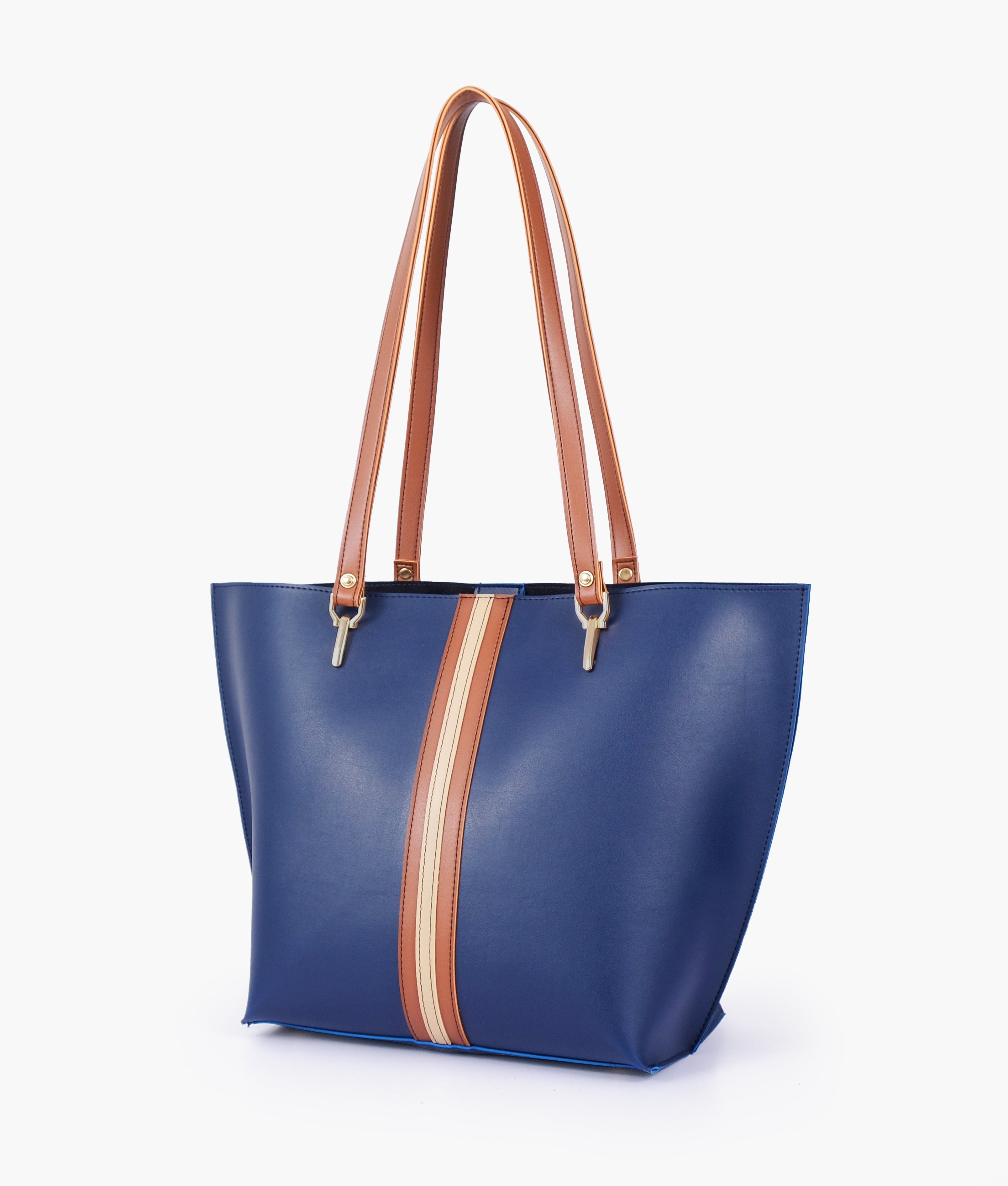 Blue centre-stripe tote bag