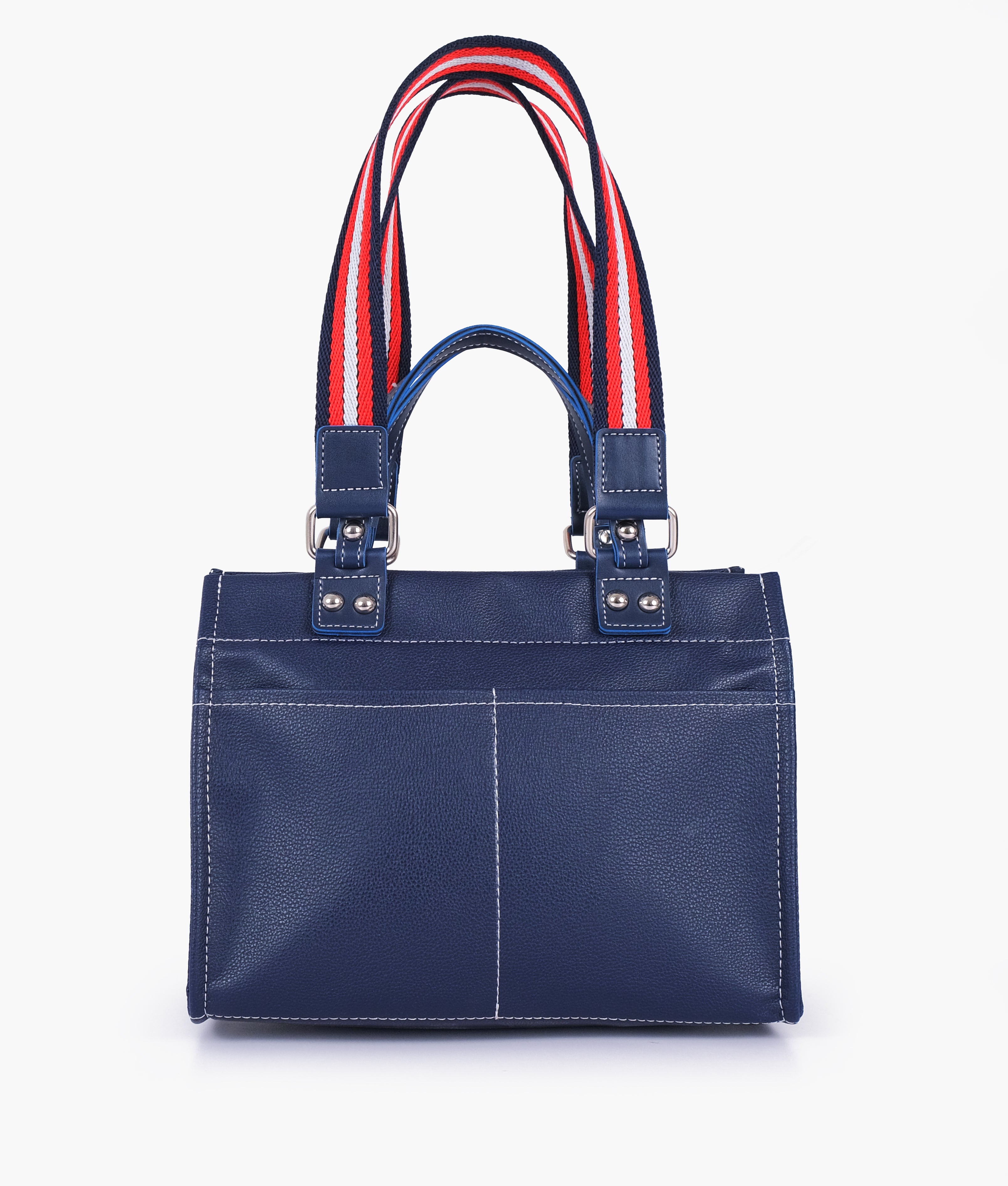 Blue dual-pocket mini tote bag