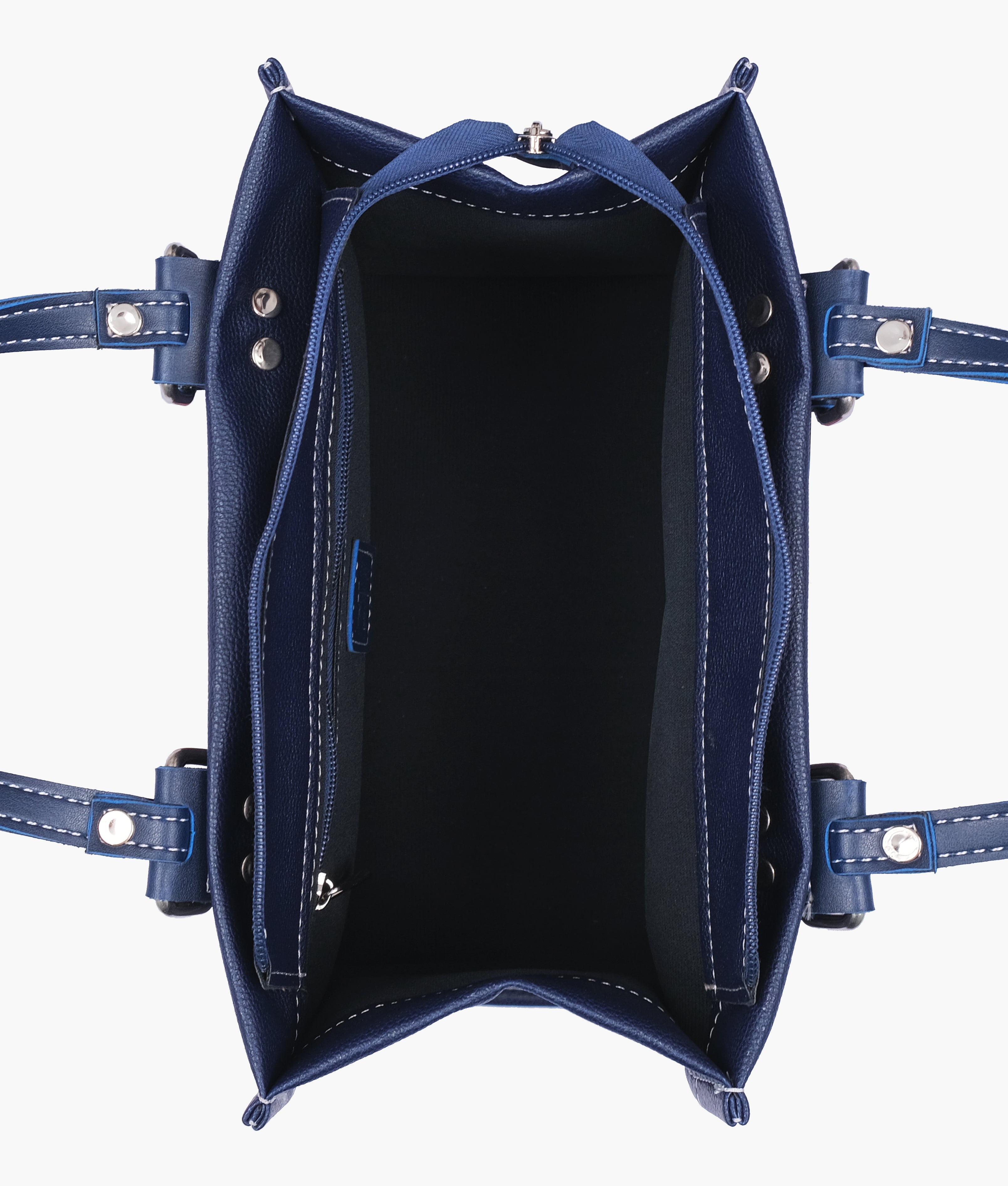 Blue dual-pocket mini tote bag