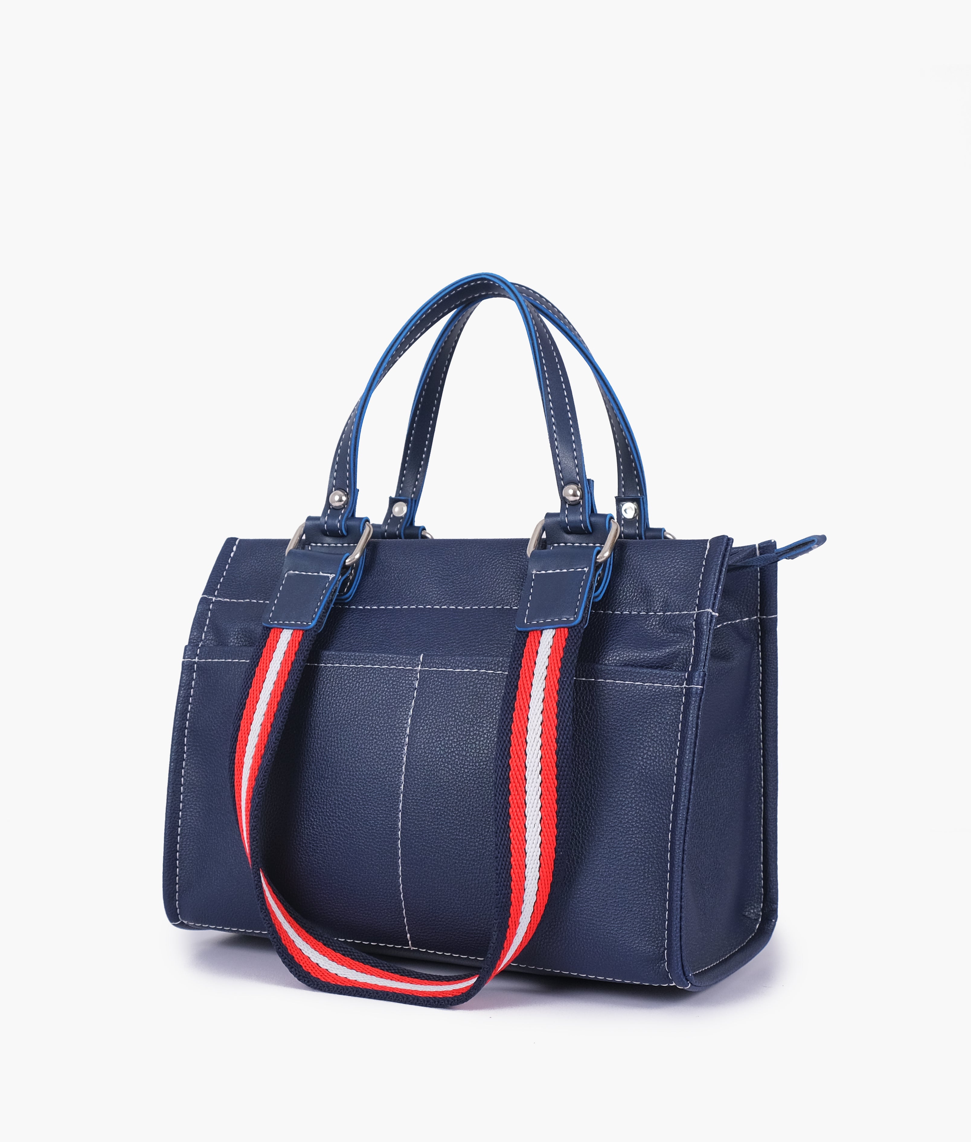 Blue dual-pocket mini tote bag