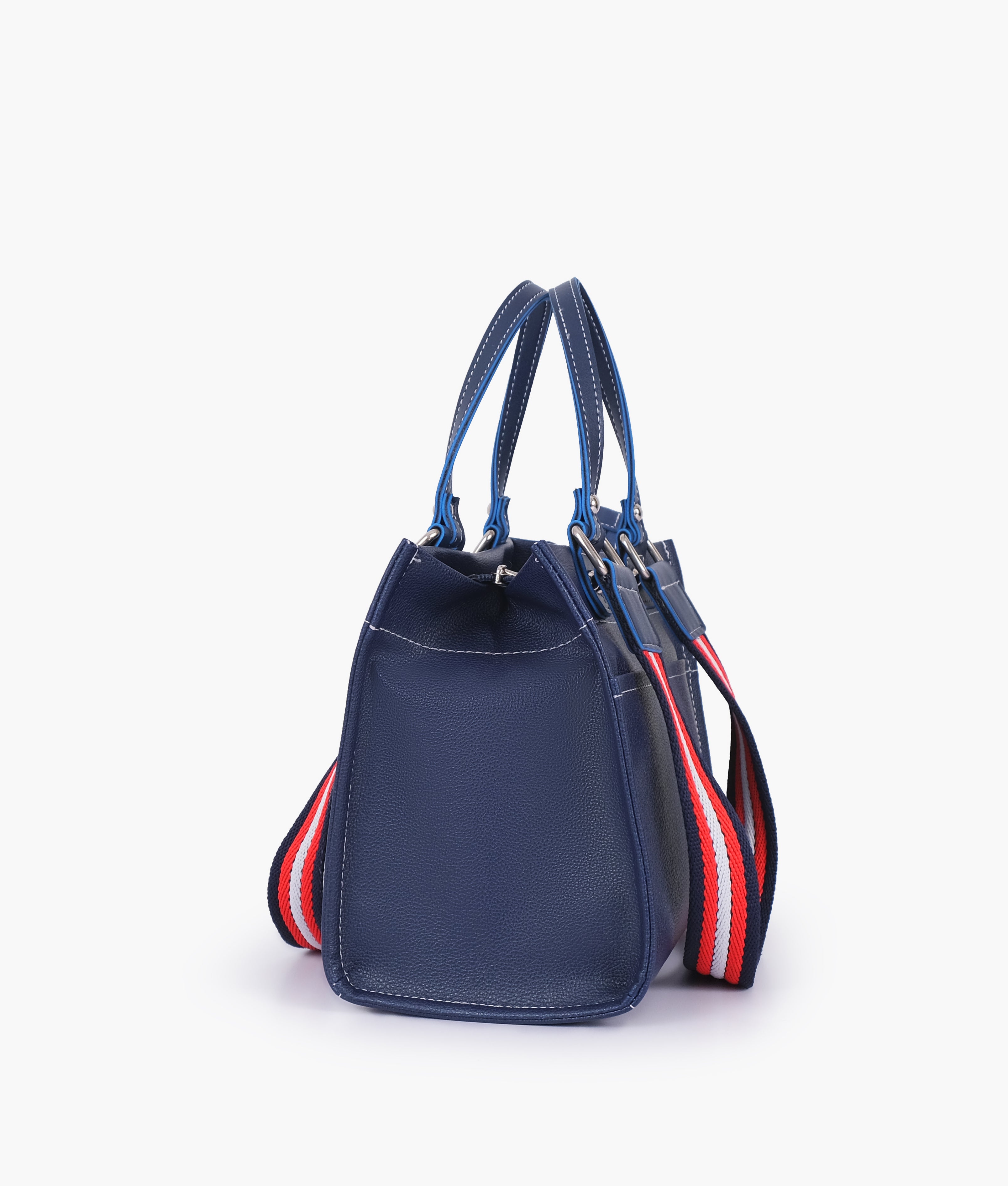 Blue dual-pocket mini tote bag