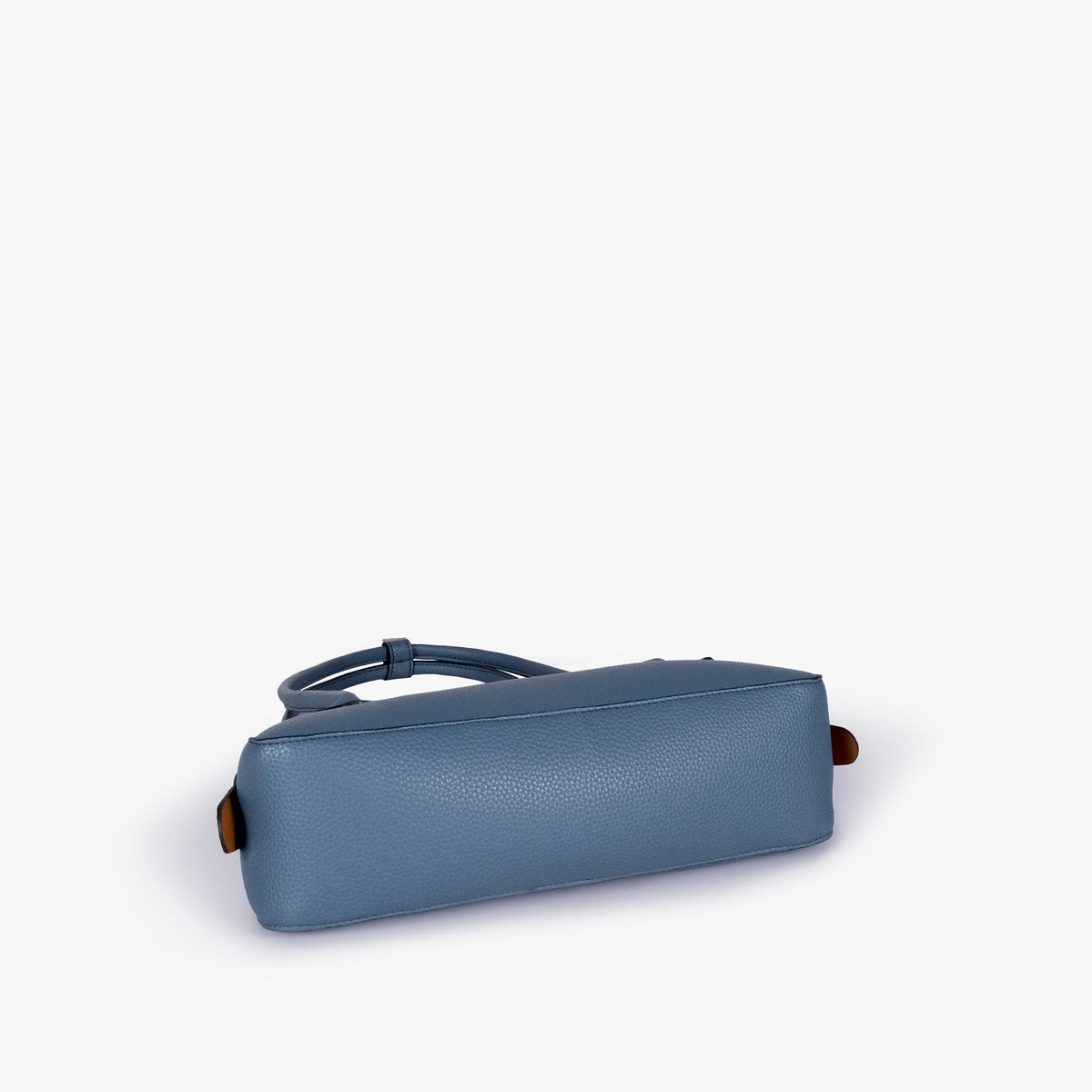 Base of blue east-west baguette bag