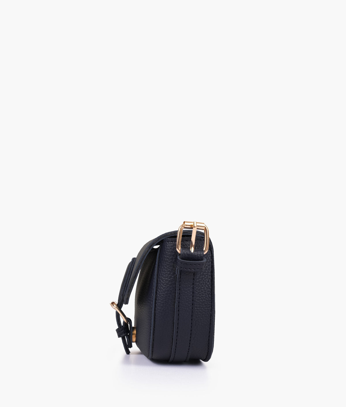 Side profile of Blue east-west shoulder bag
